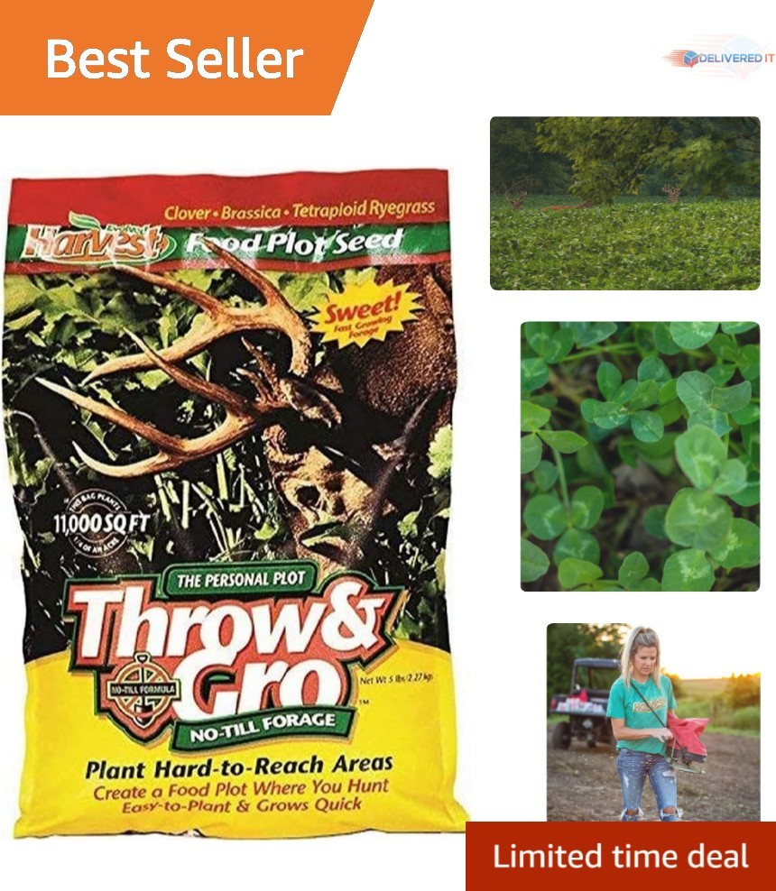 Deer Food Plot Seeds 5 Lb No-Till Forage Grass Clovers Brassica Fast Grow
