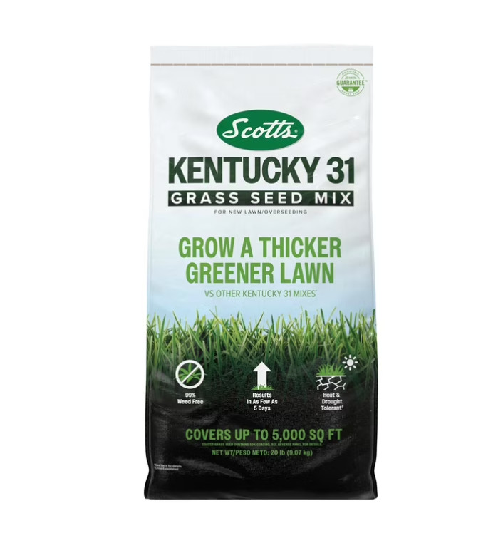 Scotts Kentucky 31 Grass Seed Mix for New Lawns or Overseeding, Grows Thicker an