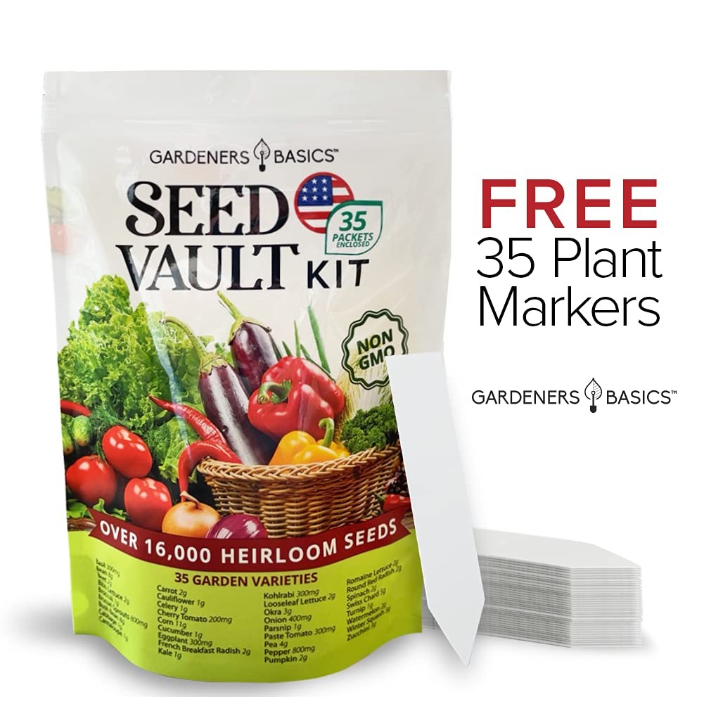 Survival Vegetable Seeds Garden Kit over 16,000 Seeds Non-Gmo and Heirloom, G…