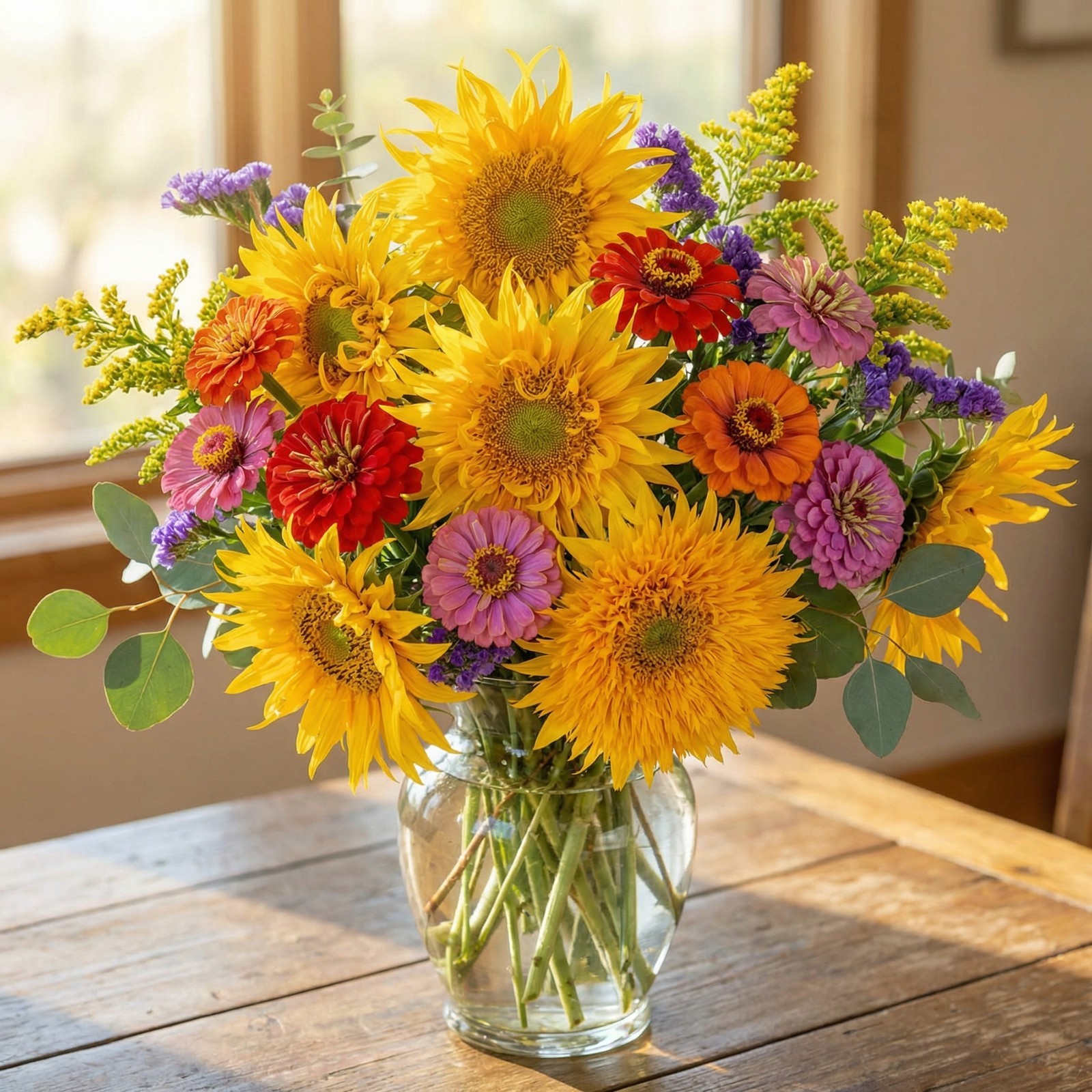 Sunflower JUST CRAZY F1 4-6ft Branching Pollen-Free Cut Flowers Orange 25 Seeds!