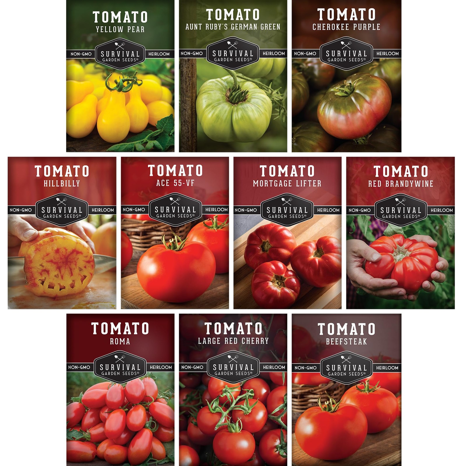 Tomato Seeds 10 Variety Pack for Planting Roma, Cherry, Aunt Ruby’s Green, O…