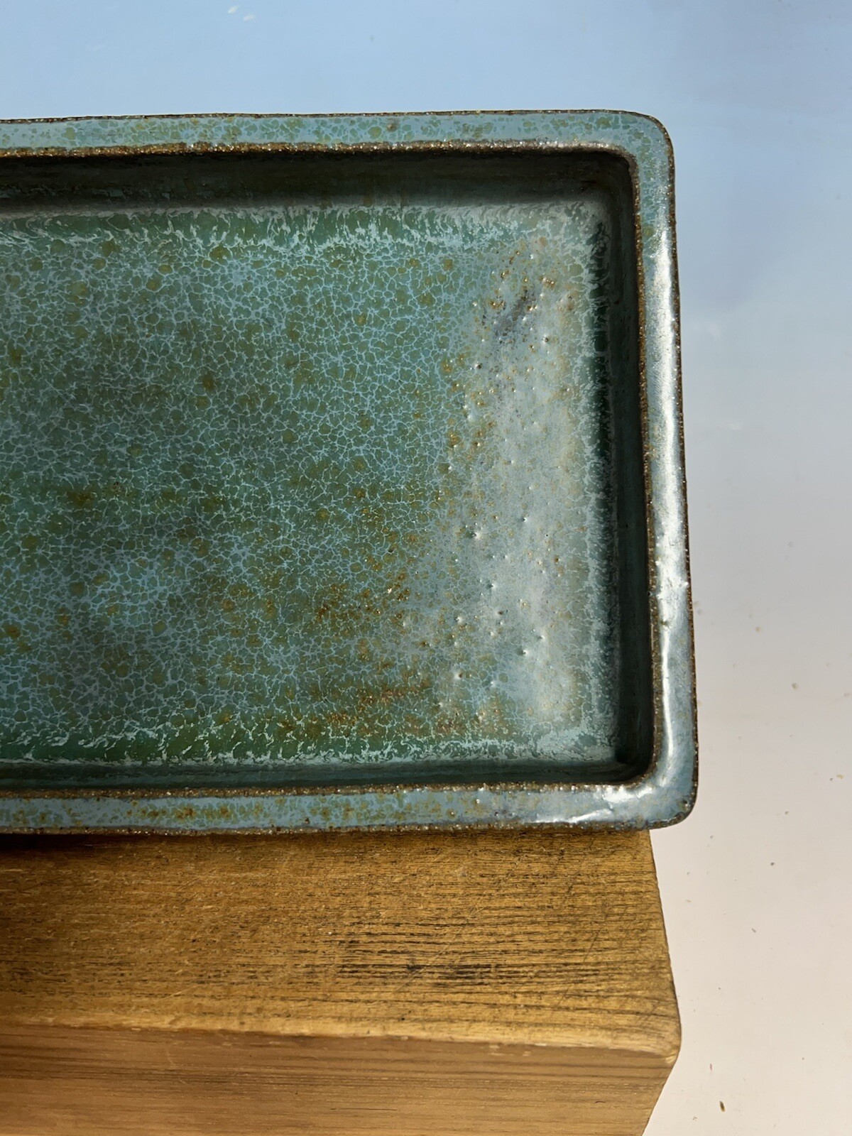 Blue Green Glazed Suiban For Suiseki Bonsai Tree Pot 11 1/2” By Harumatsu