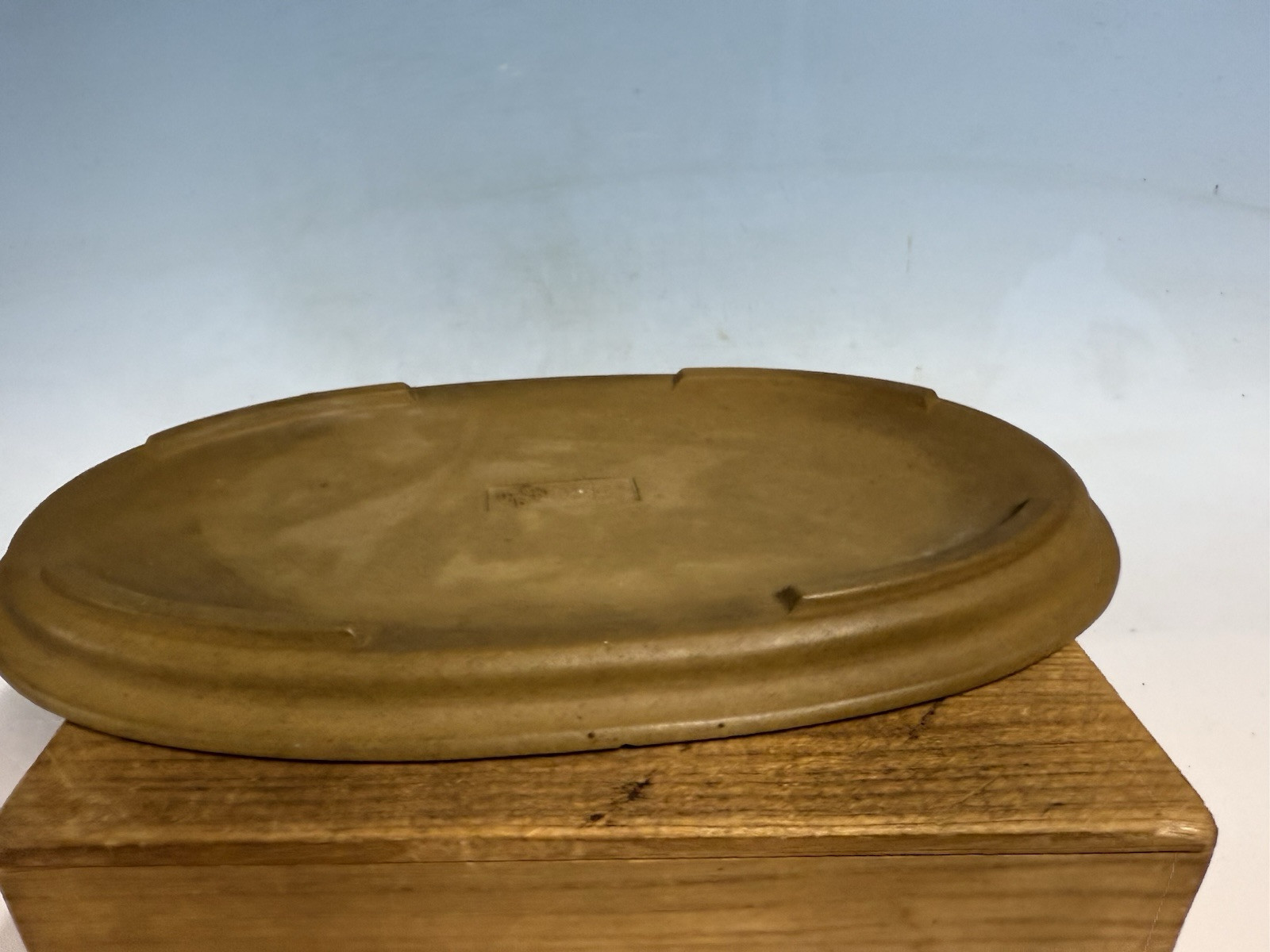 Green Blue Suiban For Suiseki Bonsai Tree Pot 14 1/4” By Maruhei Rare One!