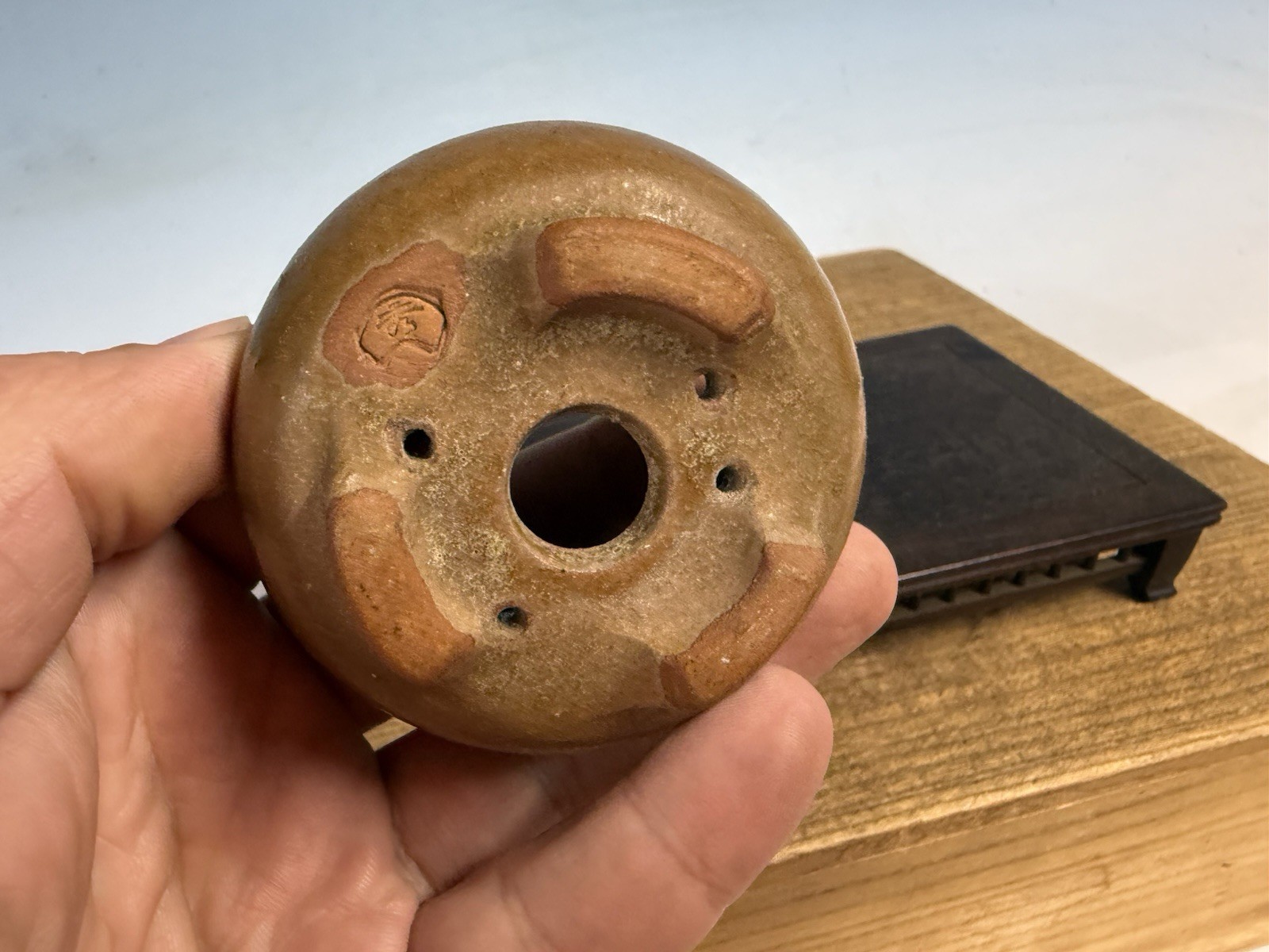 Japanese Unknown Maker Shohin Bonsai Tree Pot 2 1/2 By 1 5/8” Unique Glaze
