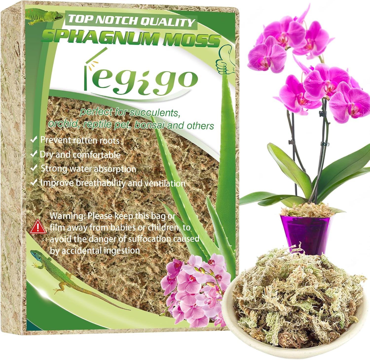 4 Qt Sphagnum Moss for Plants Reptiles Orchid Succulents