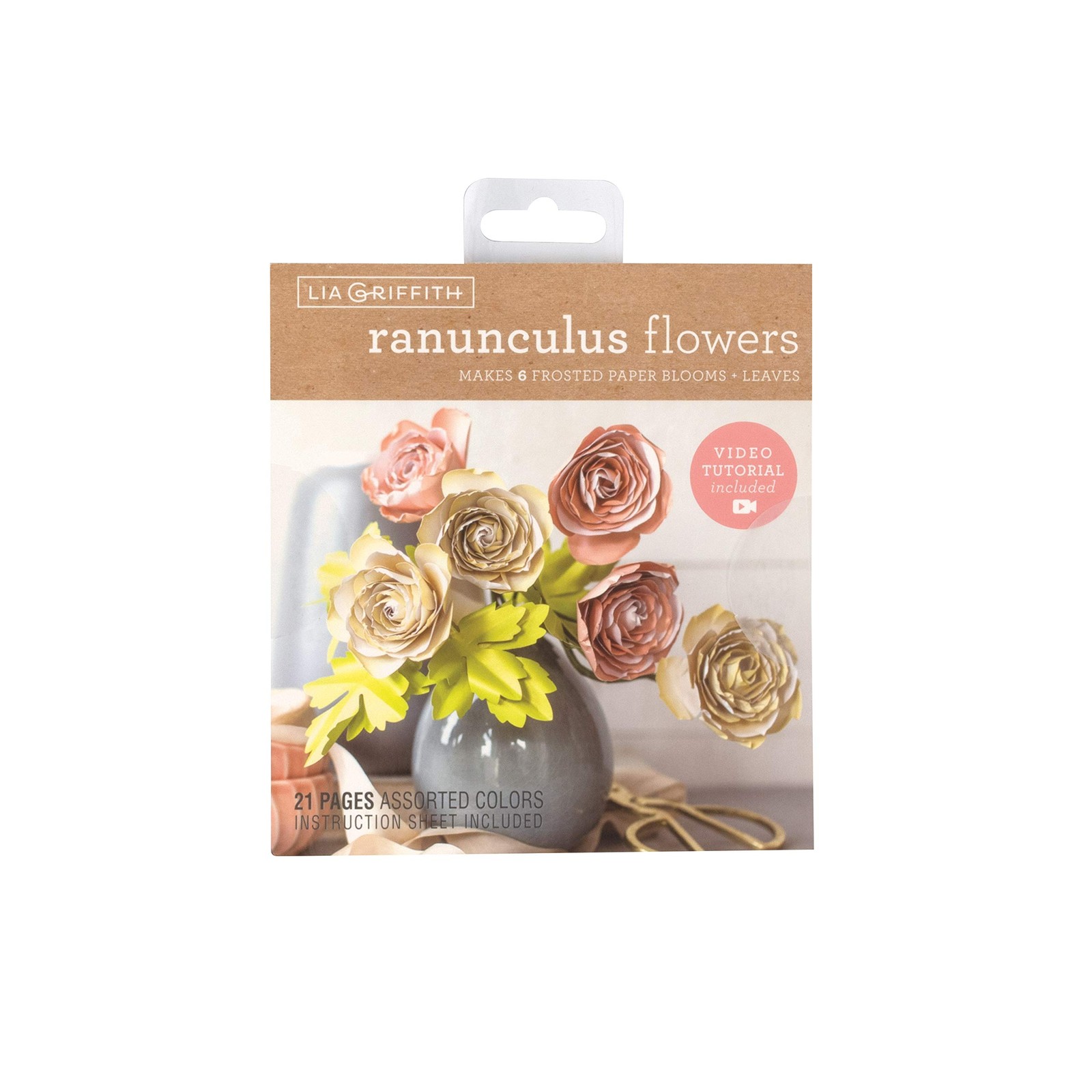 Frosted Paper Blooms Ranunculus Flowers, 6″ x 6.5″, Assorted Colors, 21 Pages