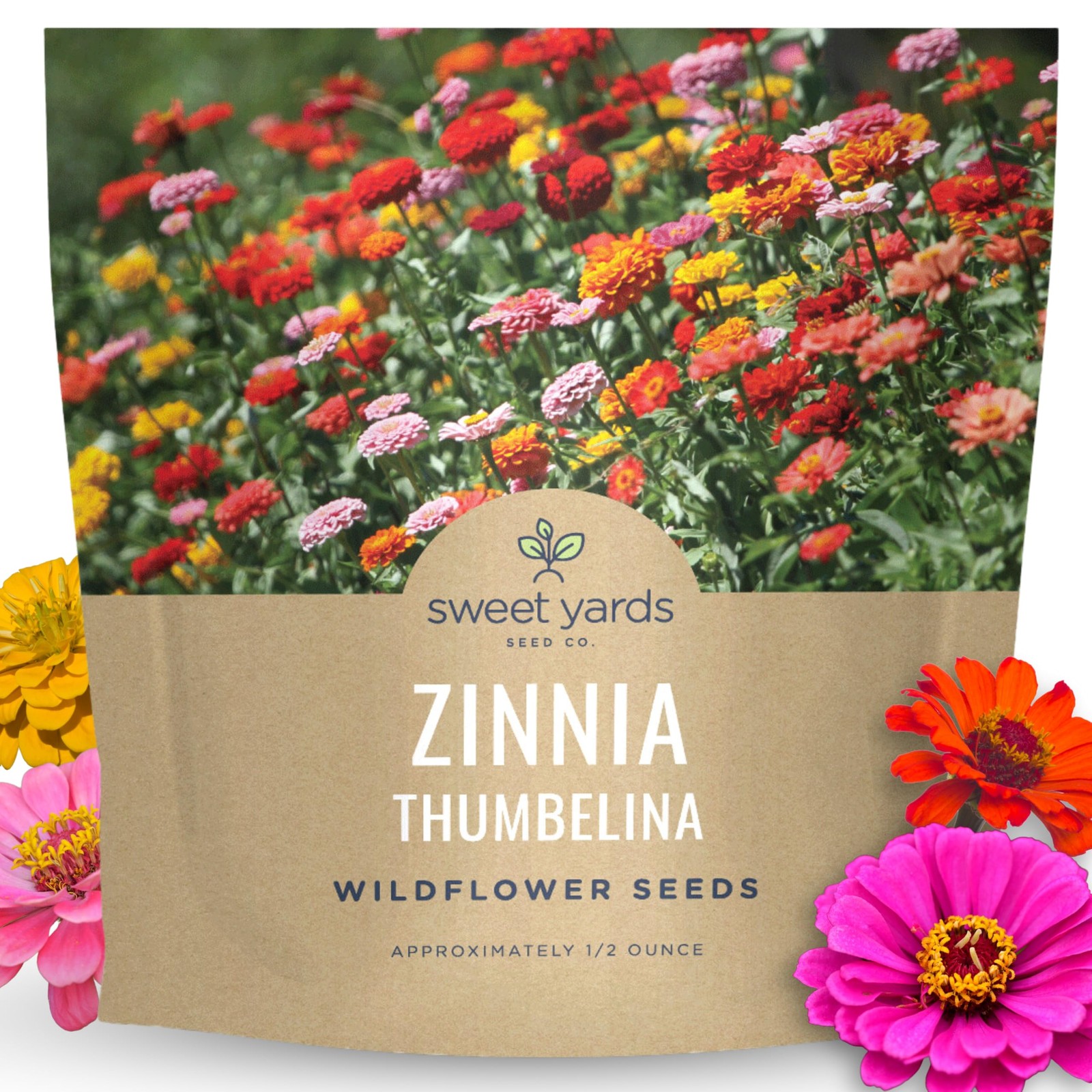 Zinnia Thumbelina Mix – Large 1/2 Ounce Packet – 2,500 Flower Seeds for Plant…
