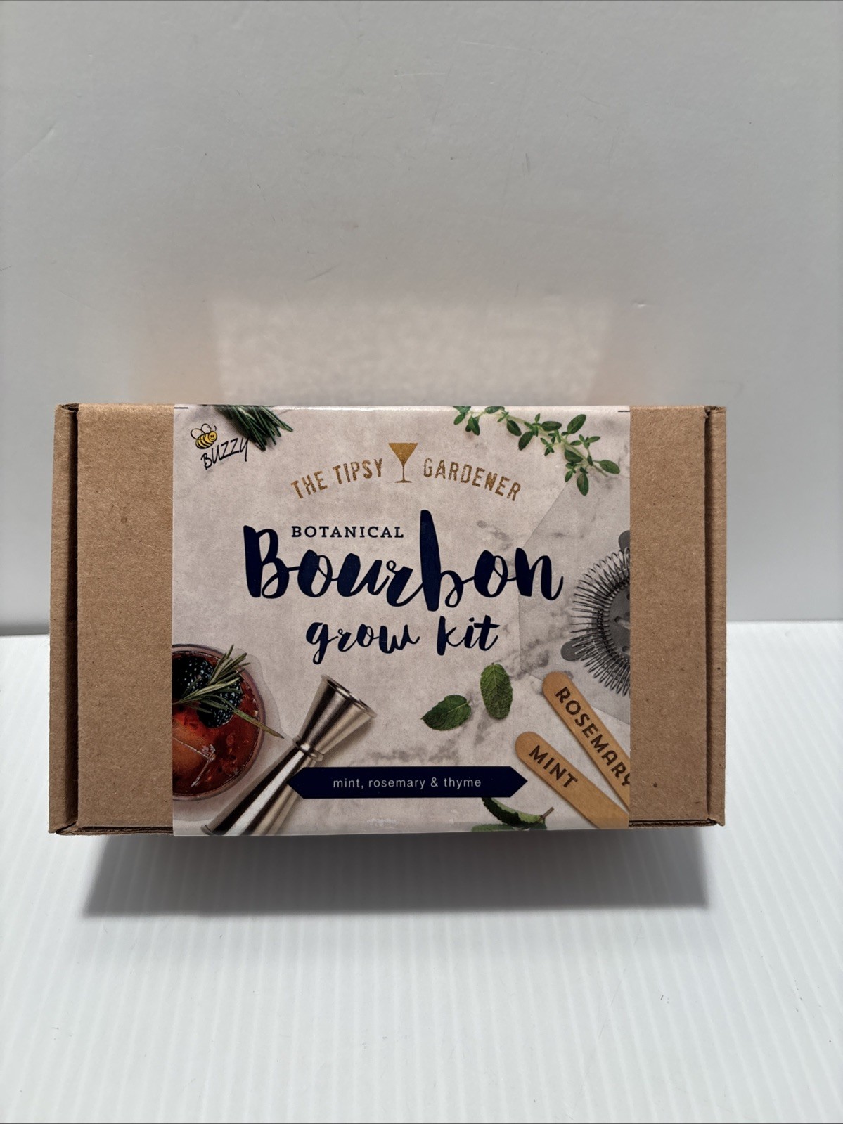 Tipsy Gardener Botanical Bourbon Cocktail Grow Kit – Mint, Rosemary & Thyme New!