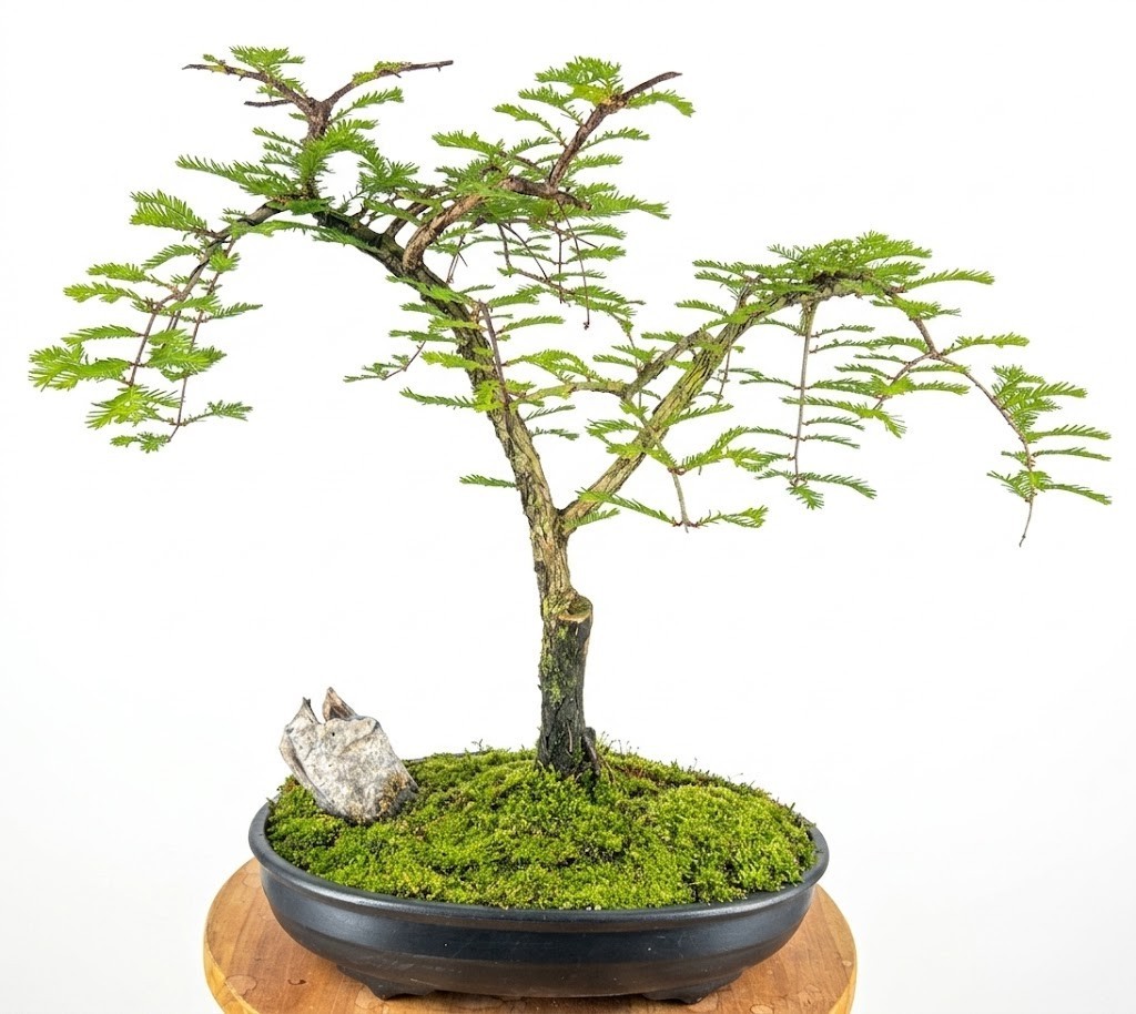 Live Dawn Redwood Bonsai Tree Miss Grace Weeping Dwarf Outdoor Black Pot 20 In