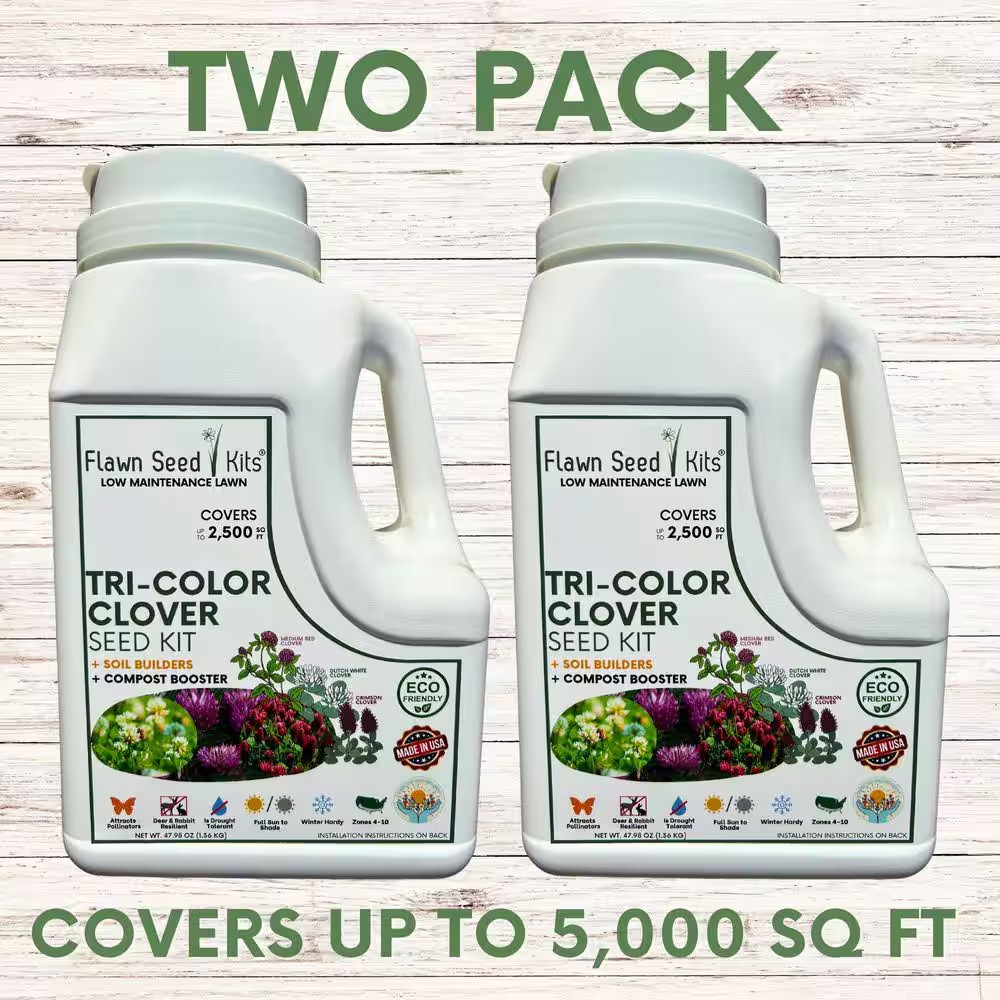 Tricolor Clover Flower Lawn Seed Kit, Easy Spread Shaker, Low Mnt, Alternative G