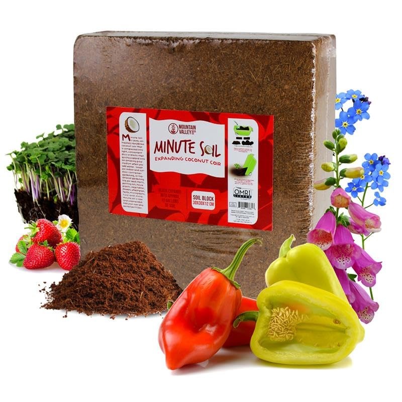 Mountain Valley Seed Company Minute Soil – Compressed Coco Coir Block – 1