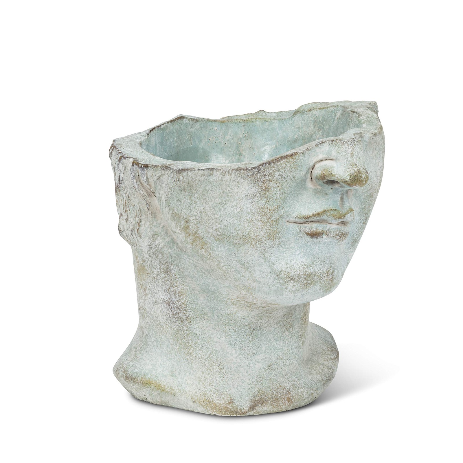 Abbott Collection Athens Half Male Face Planter – Cement, Grey (7″ H)