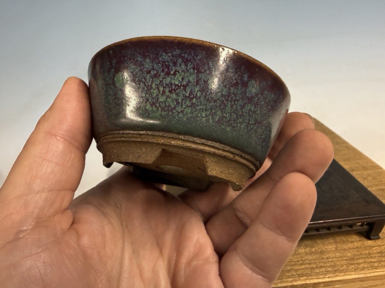 Japanese Unknown Maker Shohin Bonsai Tree Pot 3 5/8 By 1 5/8” Beautiful Glaze!!!