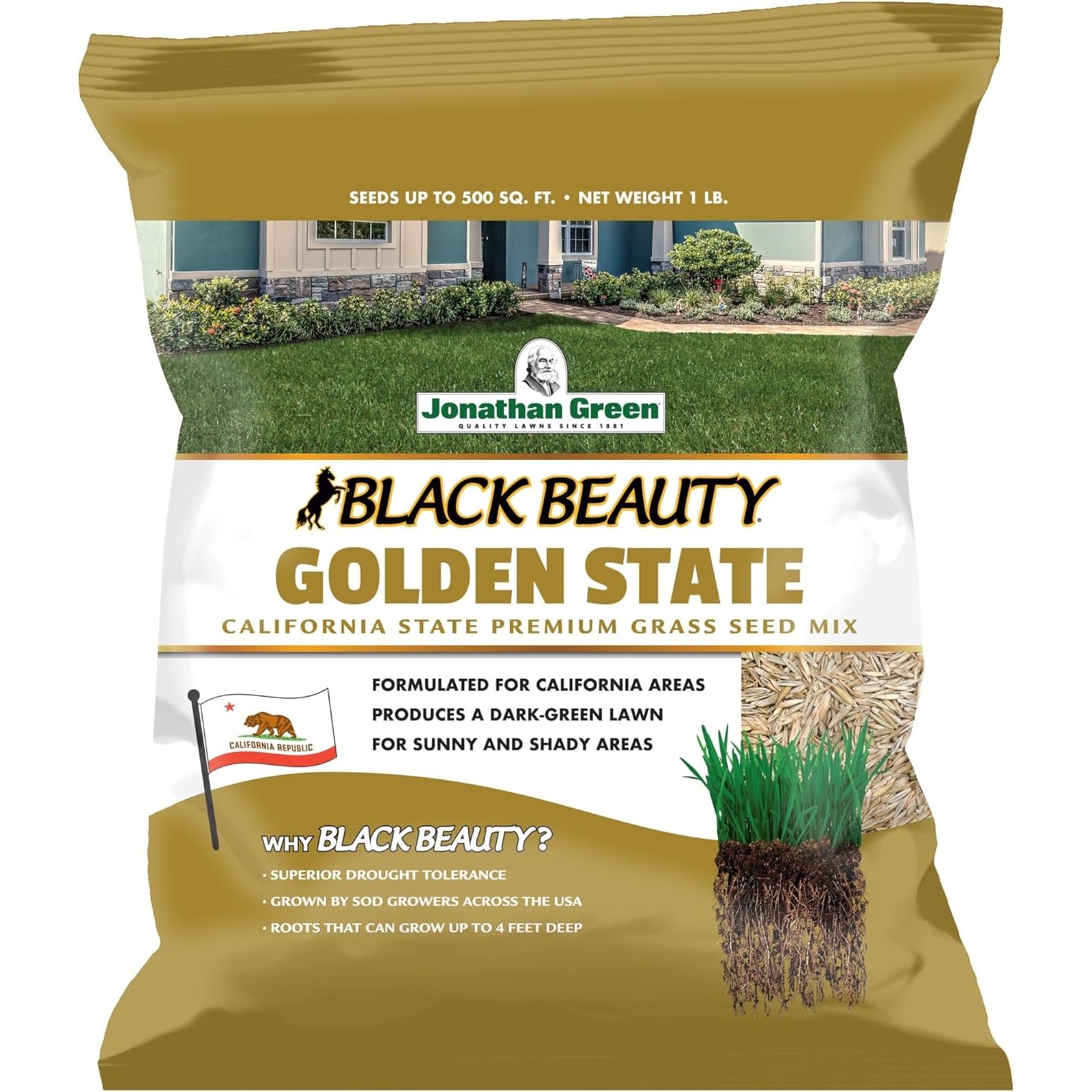 Jonathan Green Black Beauty Golden State California Cool Season Grass Seed, 1lb