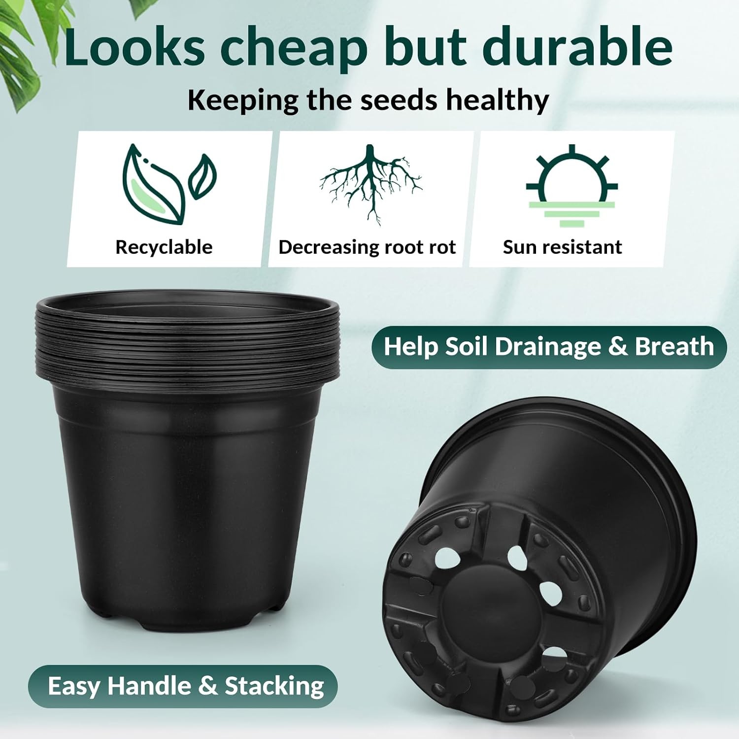 110 Pcs Small Plastic Plant Pot, 4 Inch Nursery Pots with Drainage, Seedlings