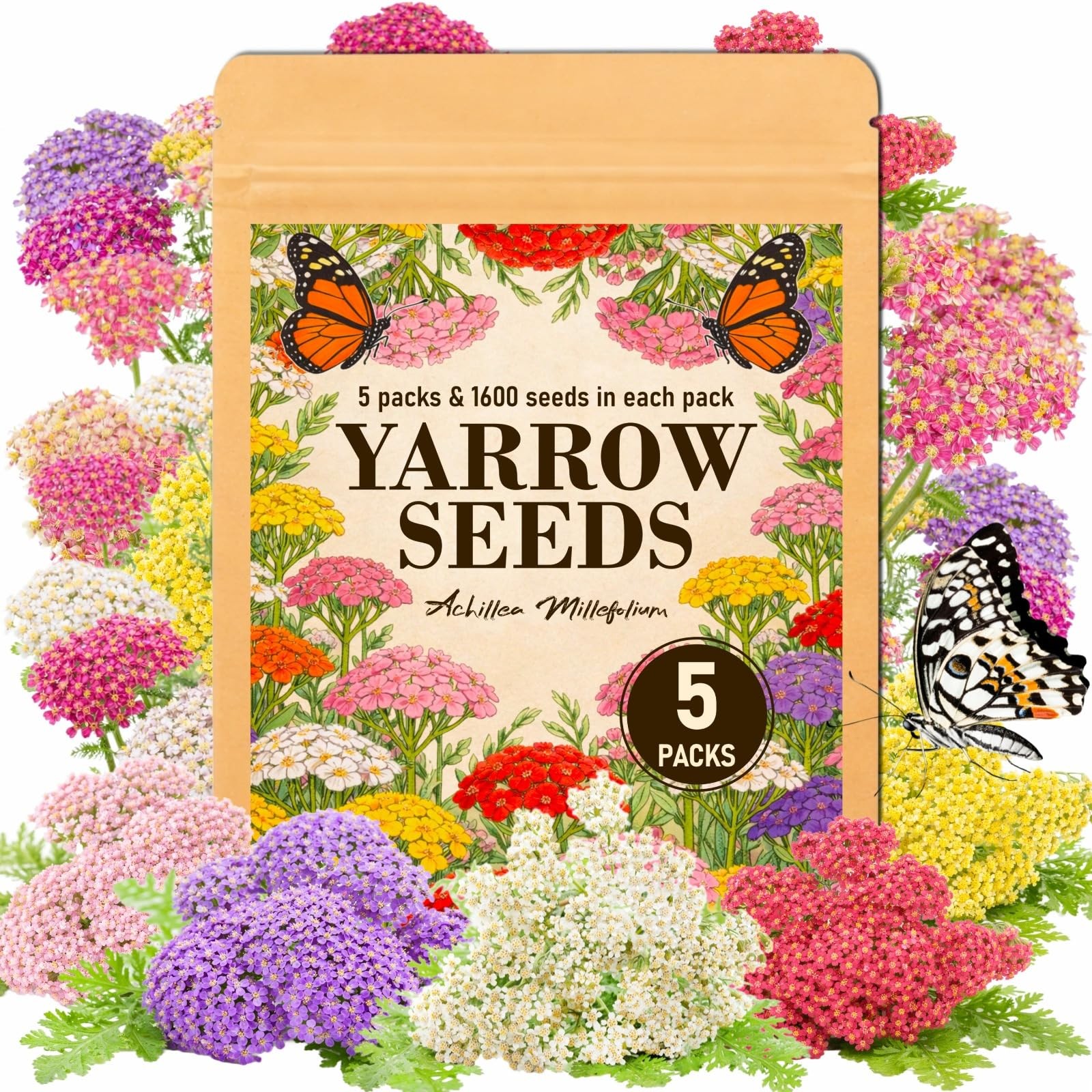 8000+ Yarrow Seeds for Planting 5 Packs Colors Mixed, Achillea Millefolium P…