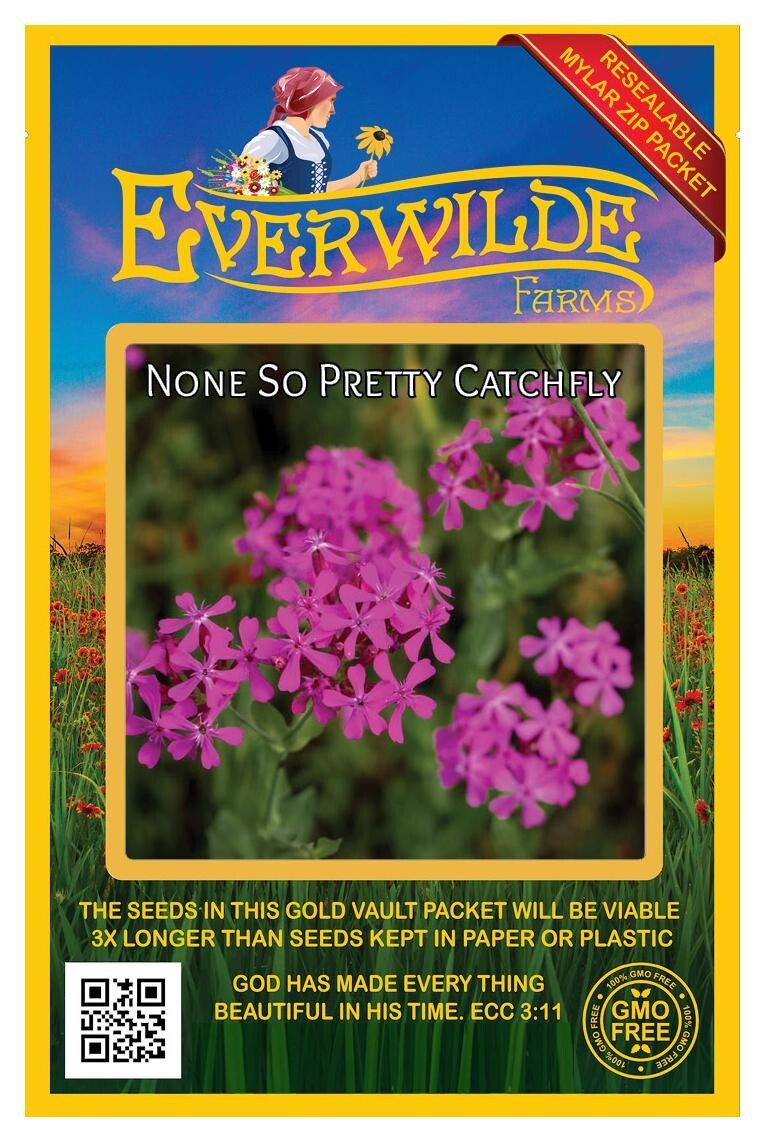 2000 None So Pretty Catchfly Wildflower Seeds – Everwilde Farms Mylar Packet