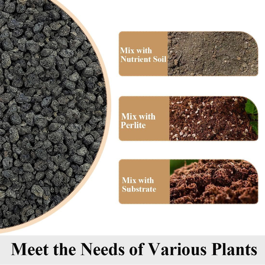 Black Horticultural Lava Rocks for Plants, 2Lb Succulents Cactus Bonsai Soil Vol