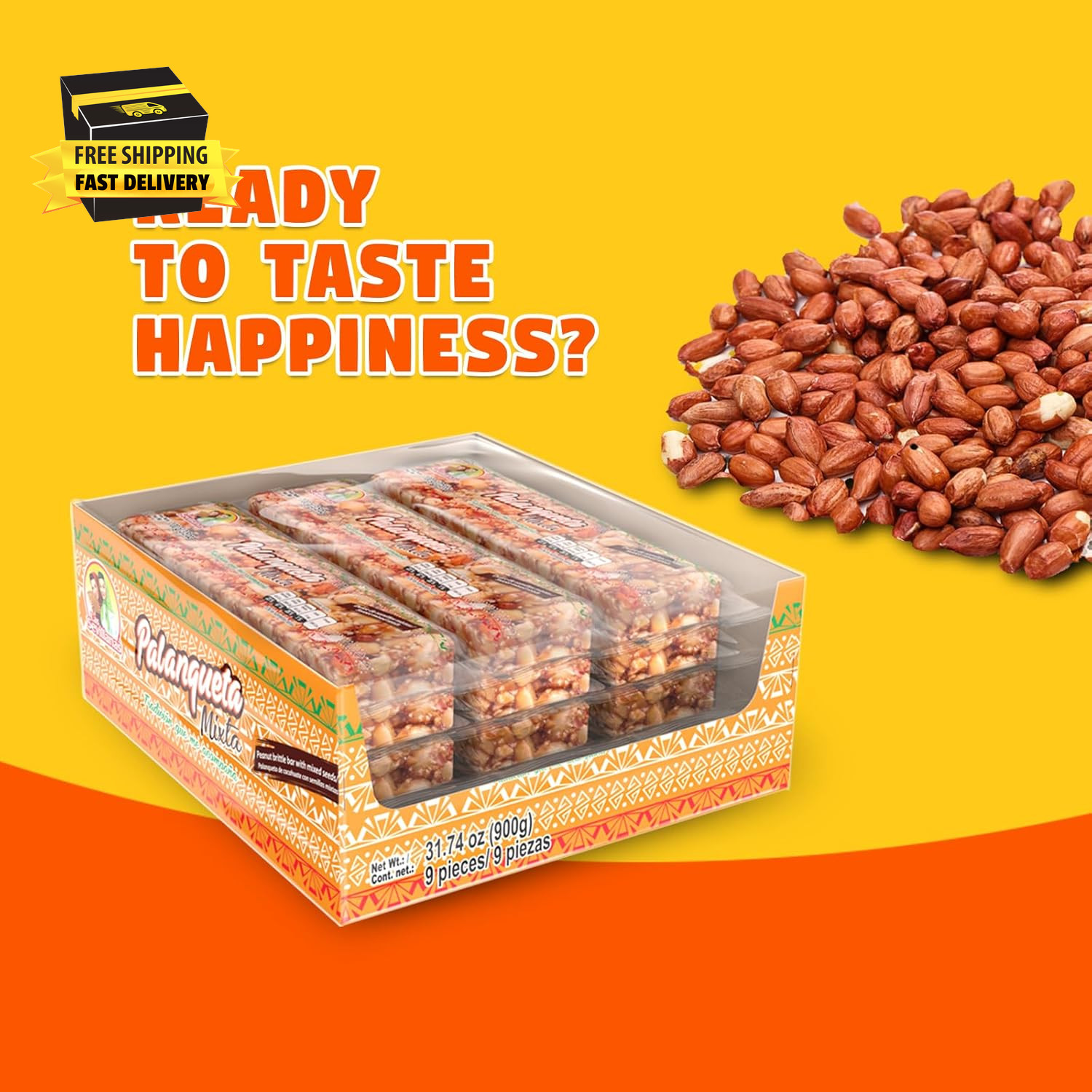 Palanqueta Mixta – Peanut and Mixed Seeds Bar, Traditional Mexican Candy, Crunch