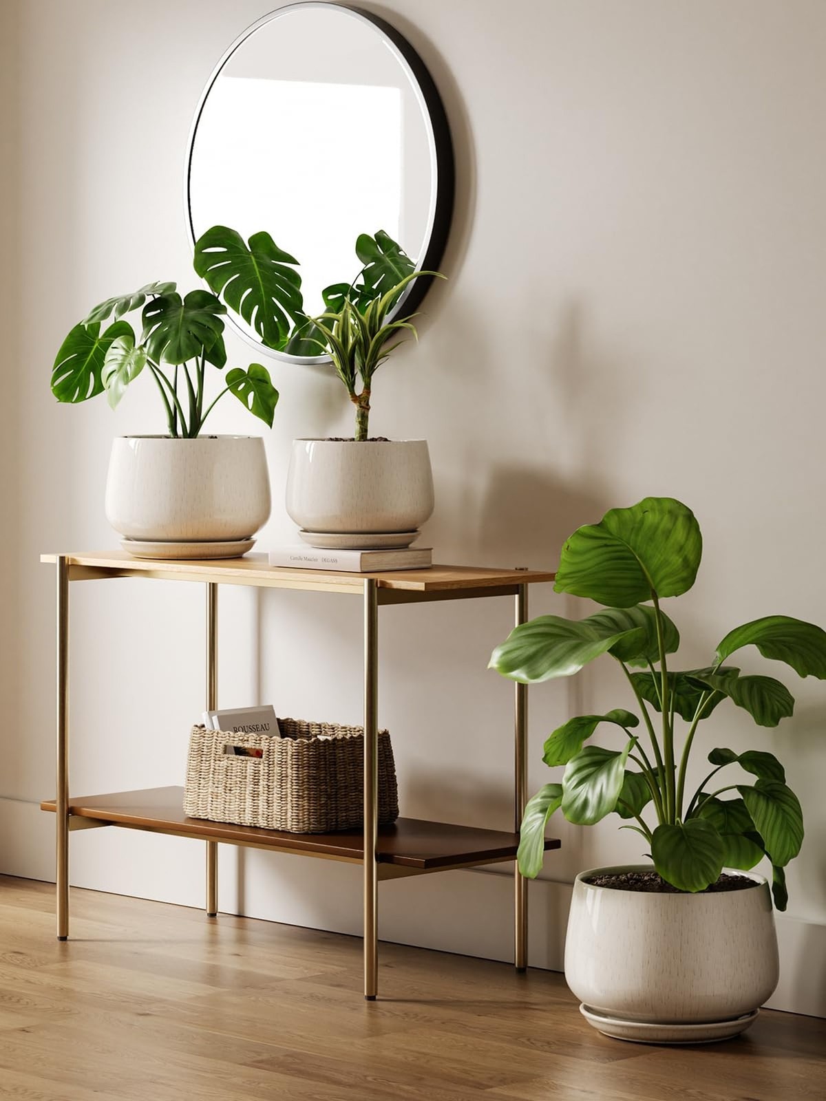 LE TAUCI Ceramic Planter, 10 Inch Plant Pot with Drainage Hole & Saucer –