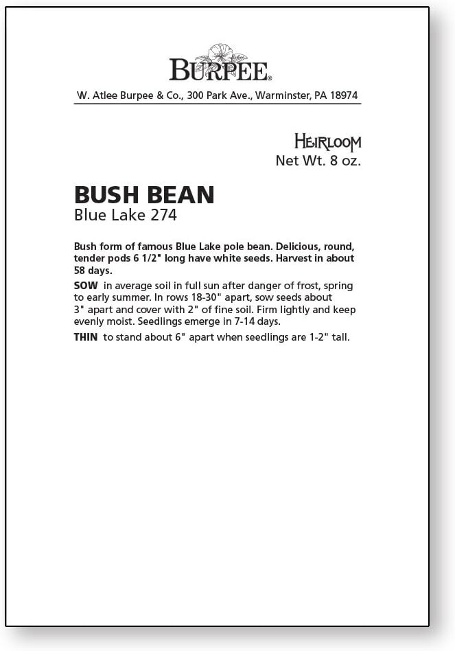 Blue Lake 274 Organic Heirloom Bush Bean Seeds – 8 Oz for Delicious Yields