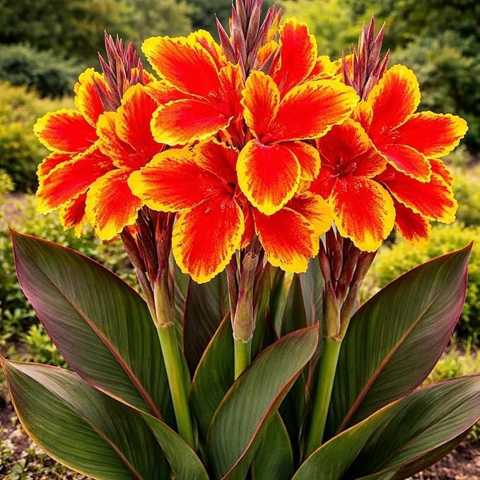 Lucifer Canna Lily Bulbs for Planting-Tropical Summer Blooming Plants – 3 Bulbs
