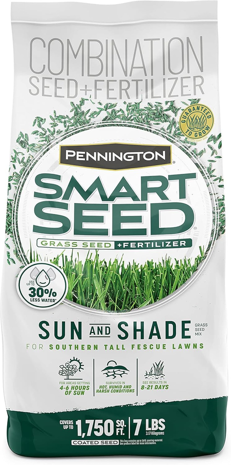 Pennington Smart Seed Sun & Shade Mix South, Tall Fescue Grass Seeds for Lawn, 4