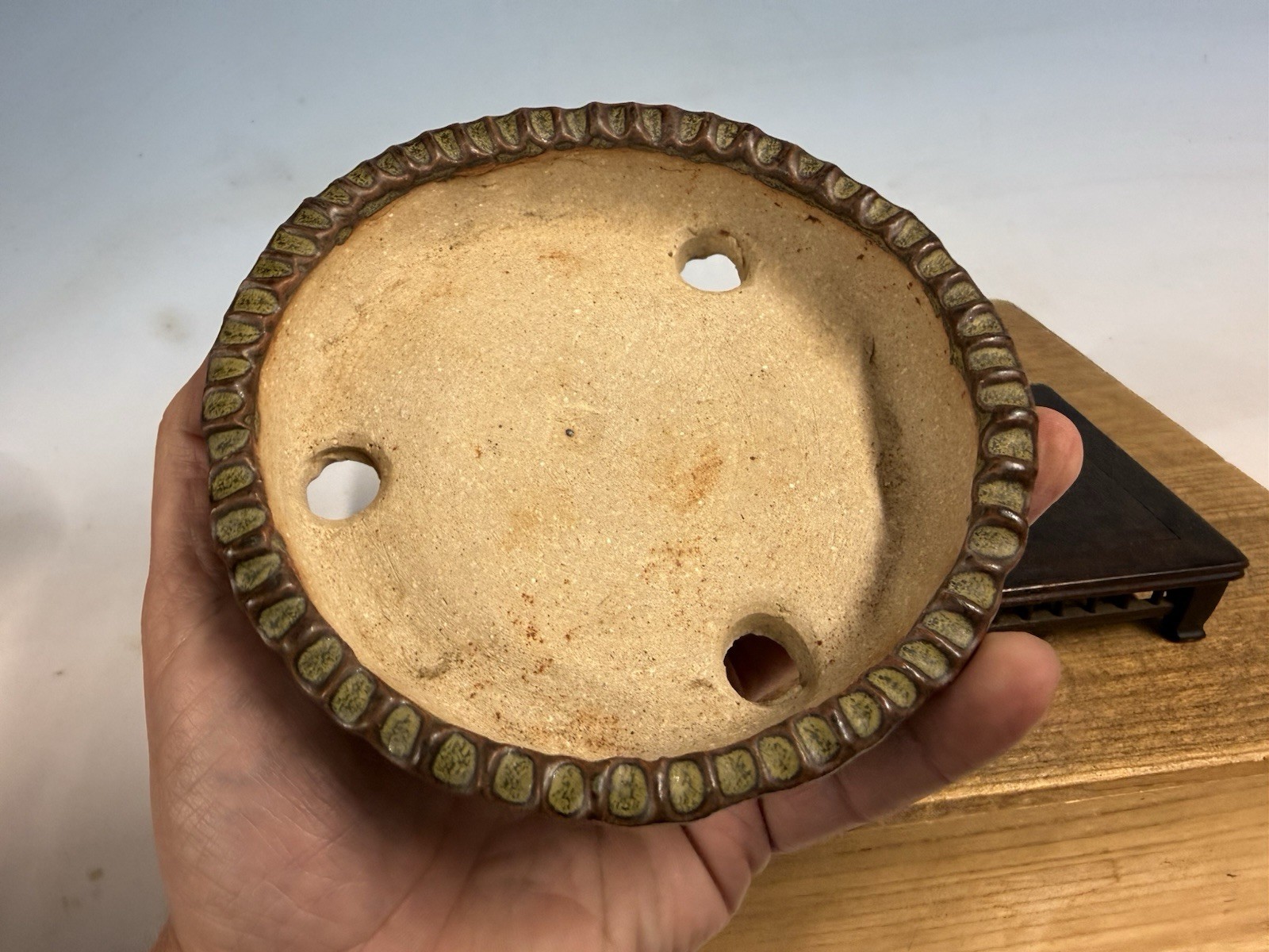 Japanese Unknown Maker Shohin Bonsai Tree Pot 5 1/4 By 1 1/8” Unique Glazed!