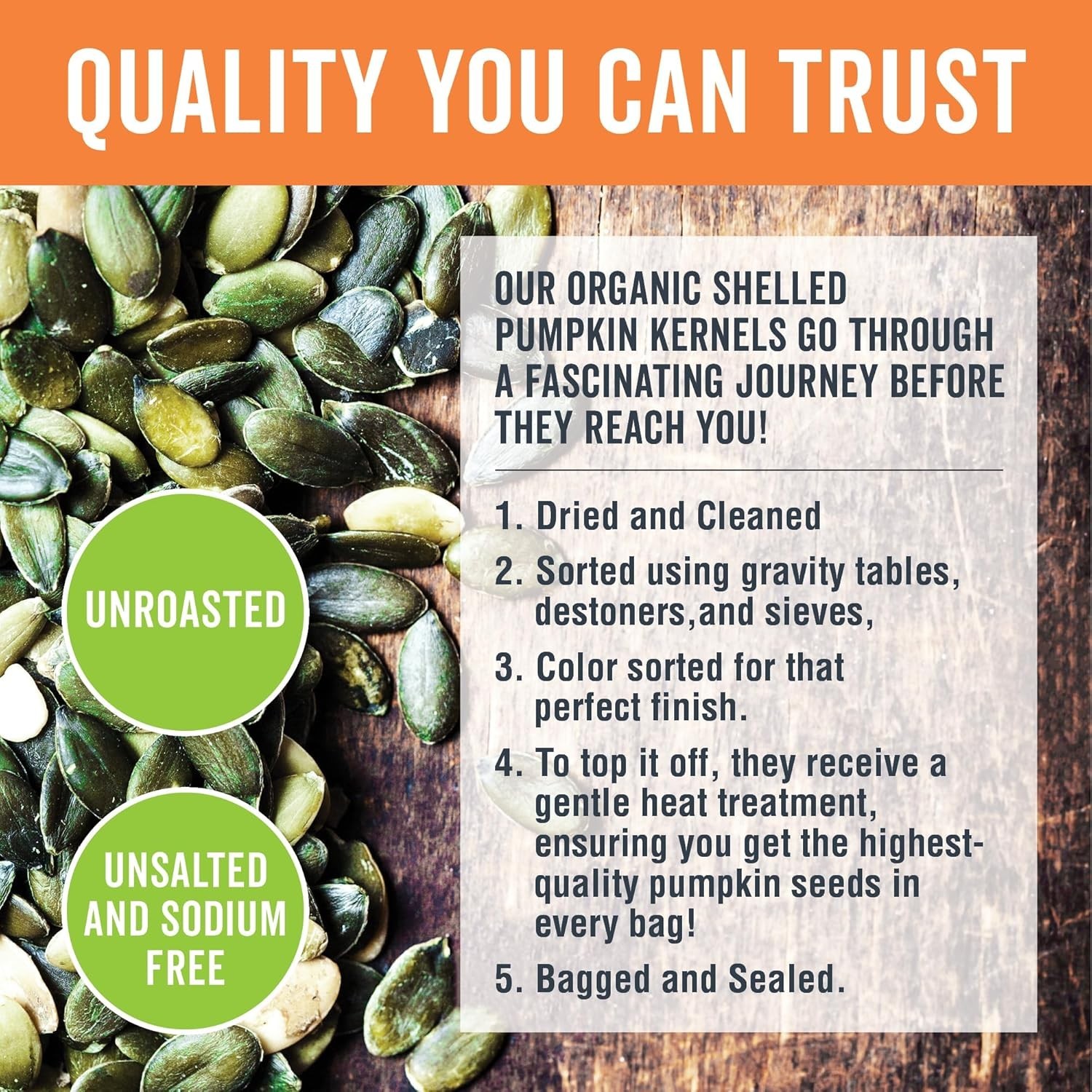 32 oz Shelled Organic Pumpkin Seeds – Iron & Fiber Rich Snack for Health Lovers