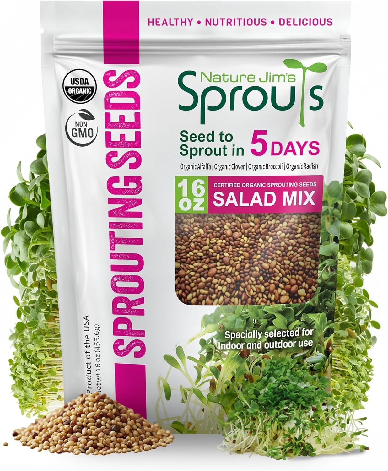 Quality Organic Microgreen Seeds – Broccoli & Alfalfa Mix for Quick Growth (1lb)