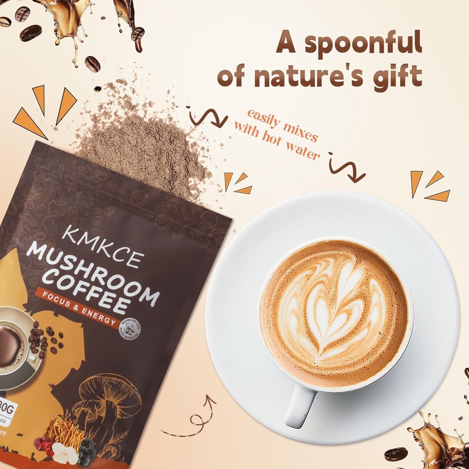 Mushroom Coffee, 6 Organic Mushrooms with Lion’s Mane, Reishi, Cordyceps, Shitak