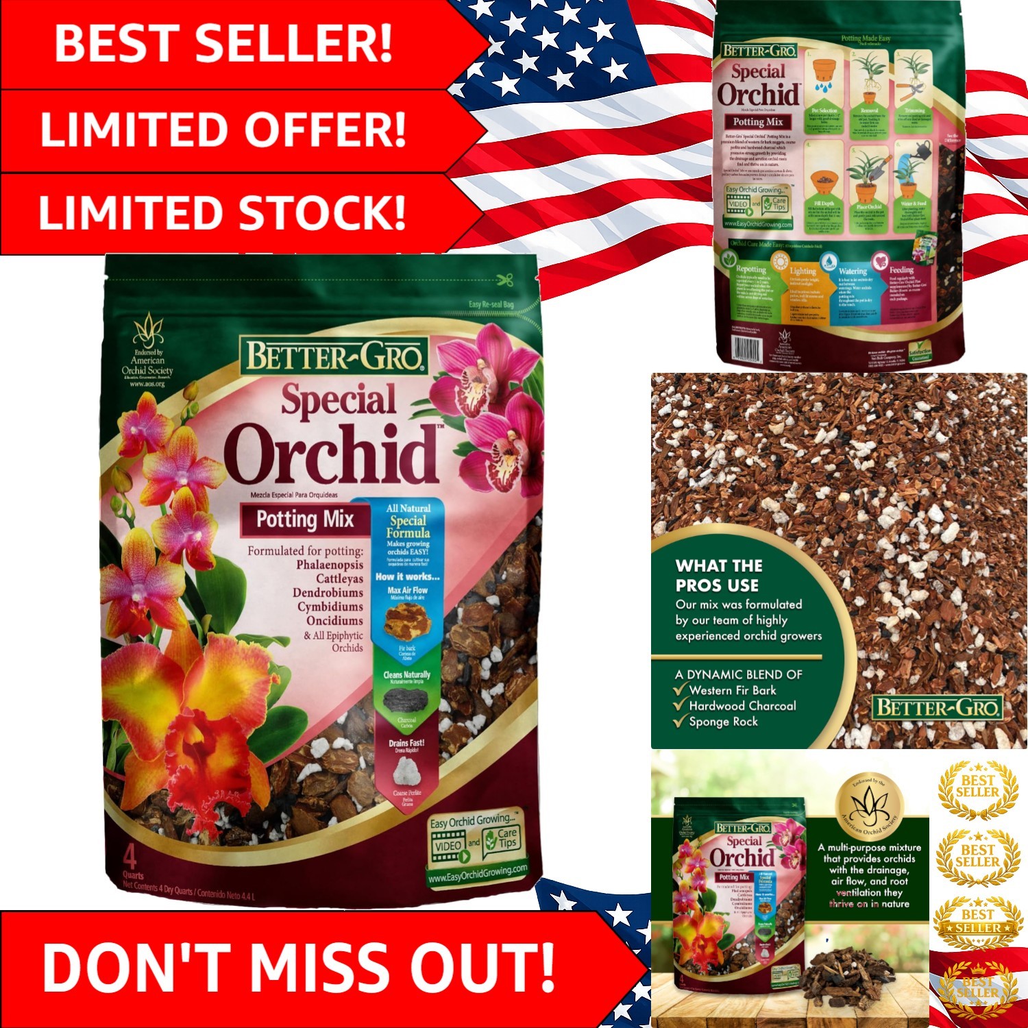 Expert-Formulated Orchid Bark Mix – Enhances Drainage & Airflow – 4 Quarts