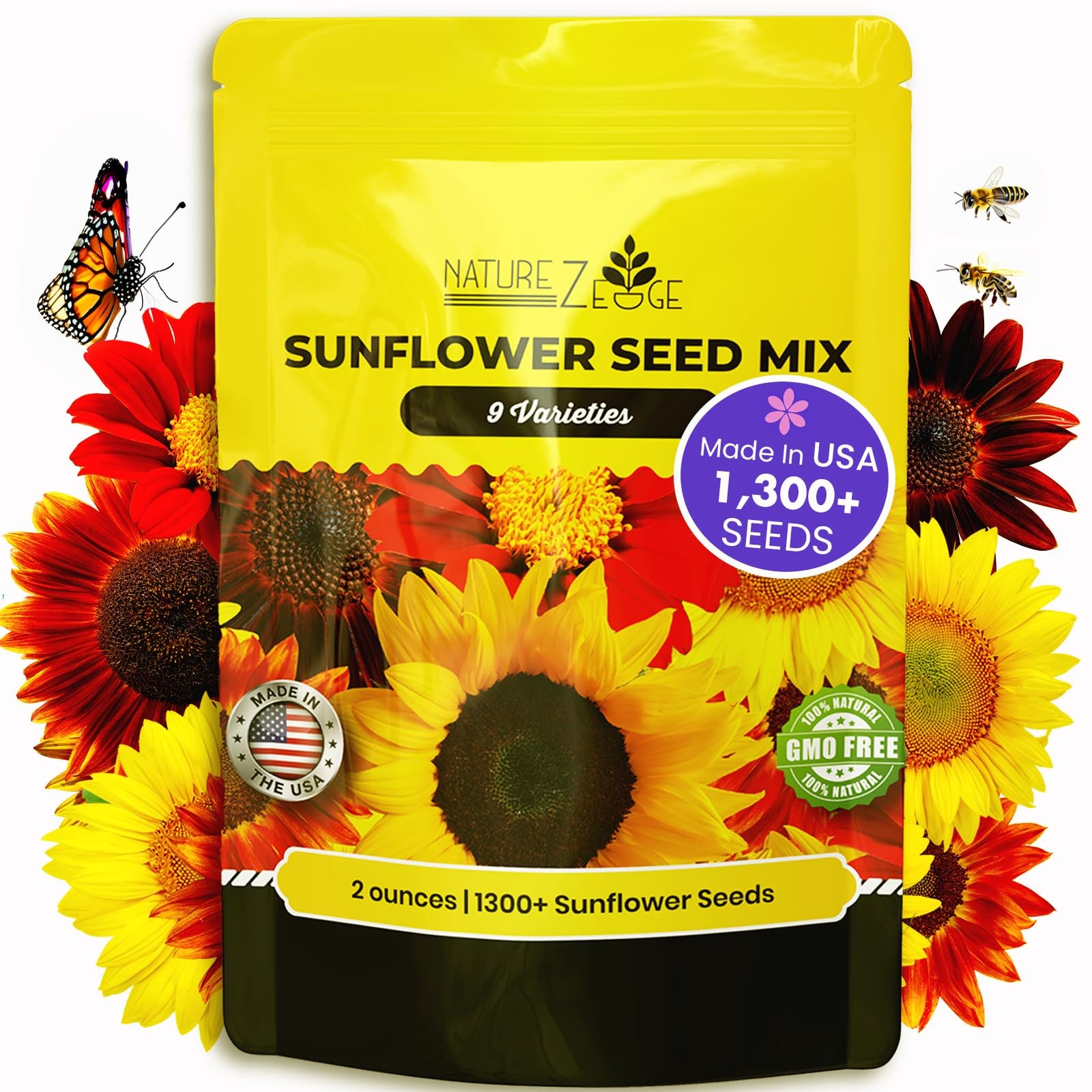 1300+ Sunflower Seeds Garden Variety Pack Mammoth Dwarf Lemon Queen More