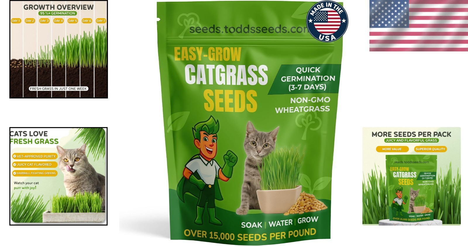 100% Chemical-Free Cat Grass 1lb – Wheatgrass for Digestive Health & Well-Being
