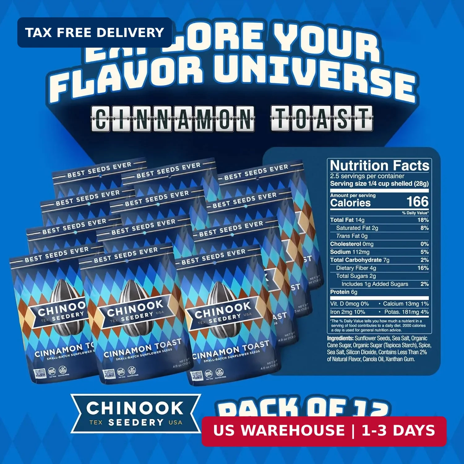 Chinook Seedery Sunflower Seeds to Eat – Jumbo, Flavored, Roasted, Low Sodium Sn
