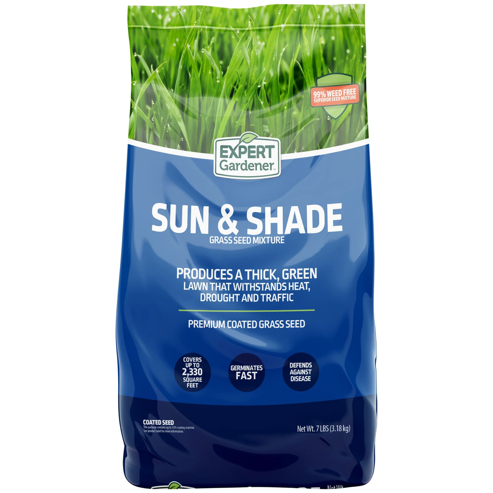 Sun & Shade Southern Grass Seed Mix, for Sun to Partial Shade, 7 Lb.