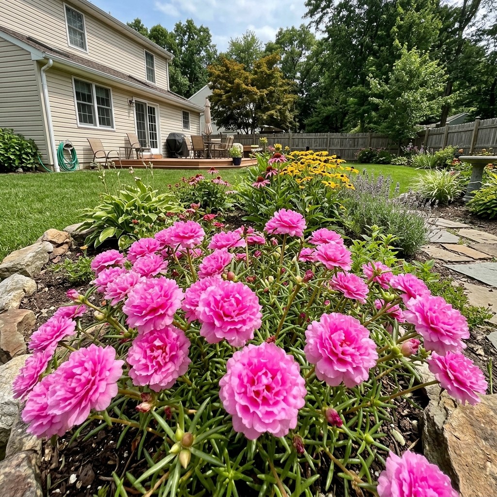 500 Pink Double Portulaca Seeds – Heat Tolerant Succulent Blooms for Vivid