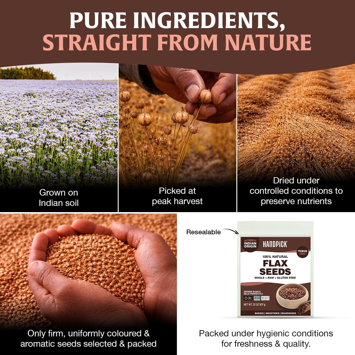 Gluten Free Flax Seeds 2 lb, Whole Raw Seeds for Nutritious Meals and Snacks