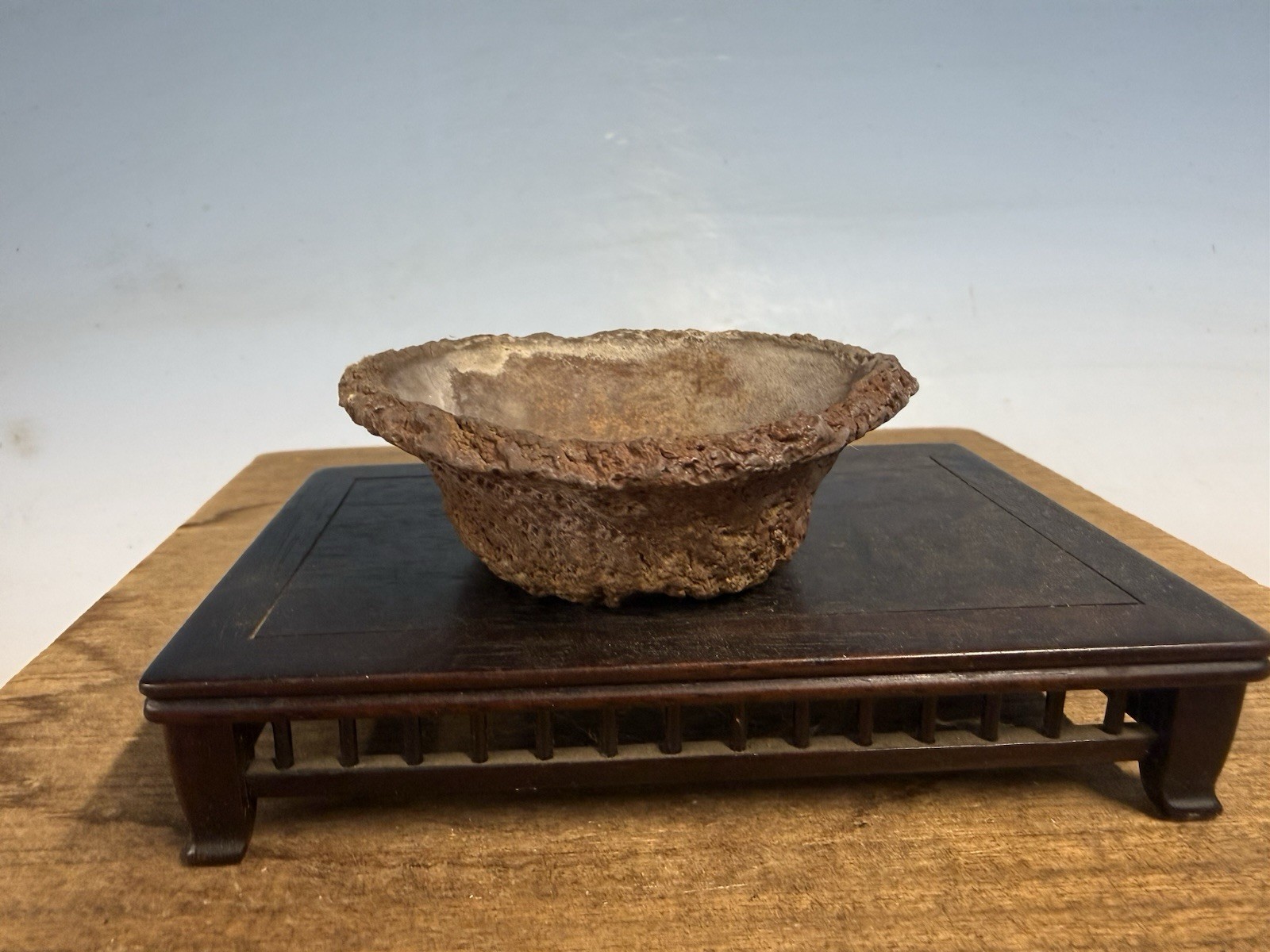 Japanese Unknown Maker Shohin Bonsai Tree Pot 3 1/2 By 1 1/4” Unique Unglazed