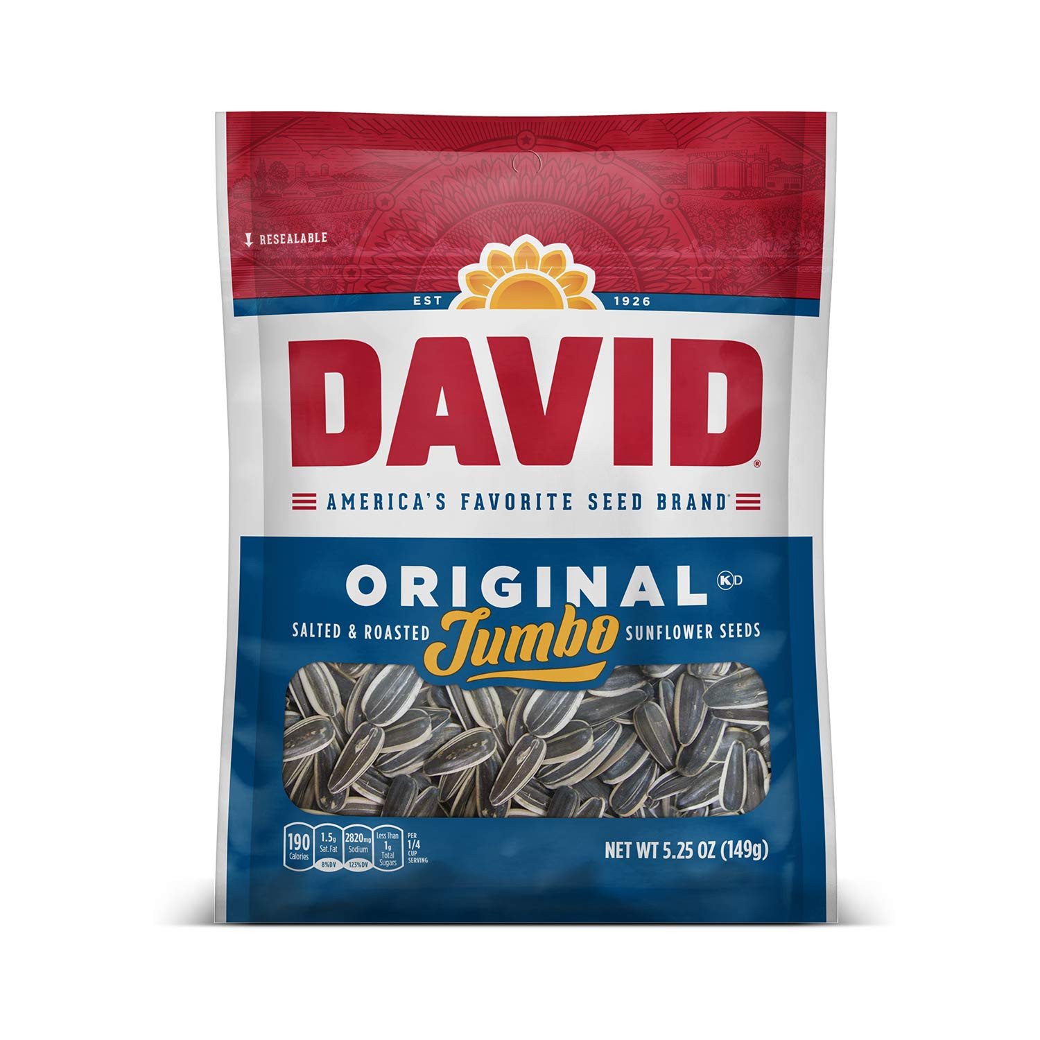 SEEDS Roasted and Salted Original Jumbo Sunflower Seeds, Keto Friendly, 5.25 Oz,