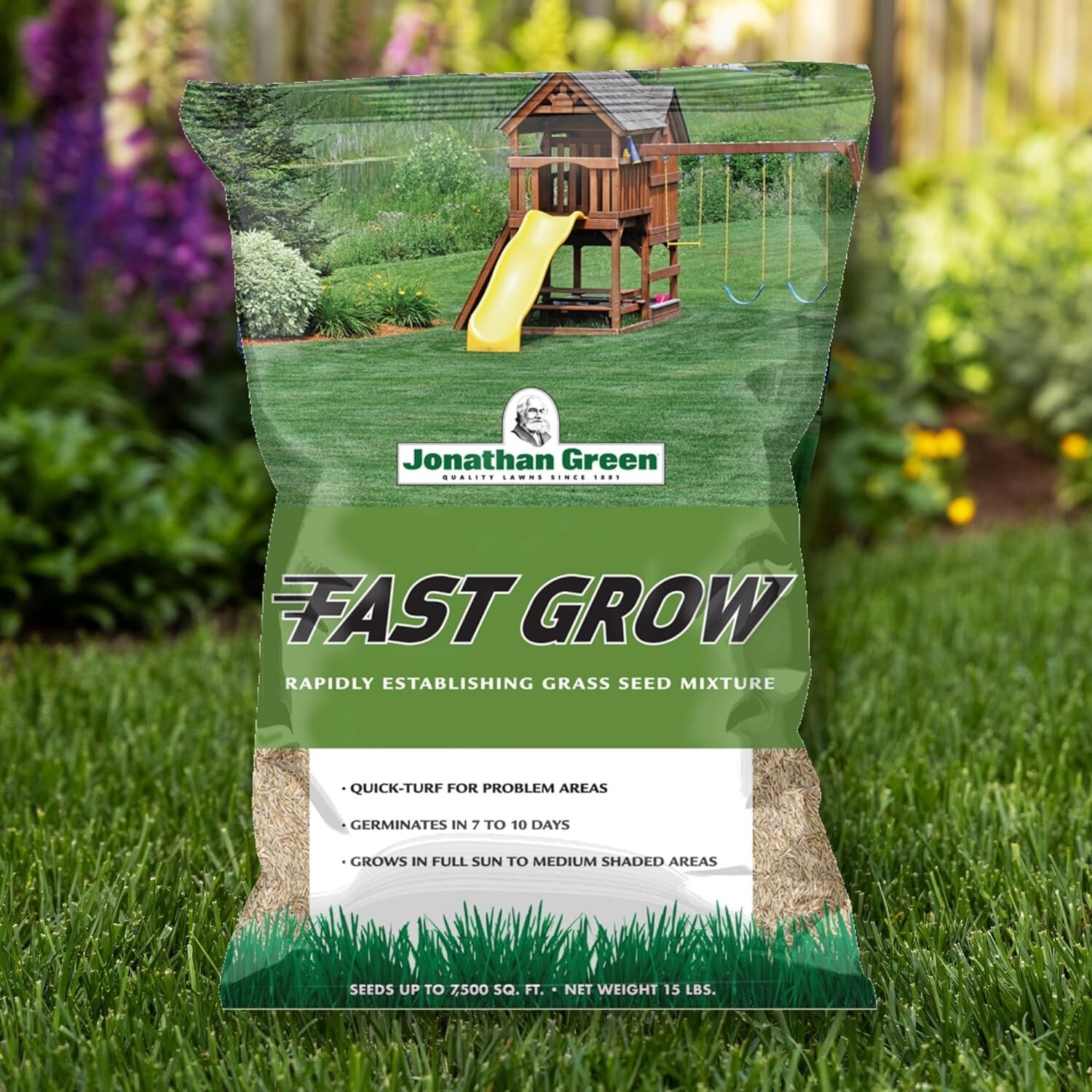 Fast Grow Grass Seed Mix for Sun And Shade Lawn Areas, 3 Pounds