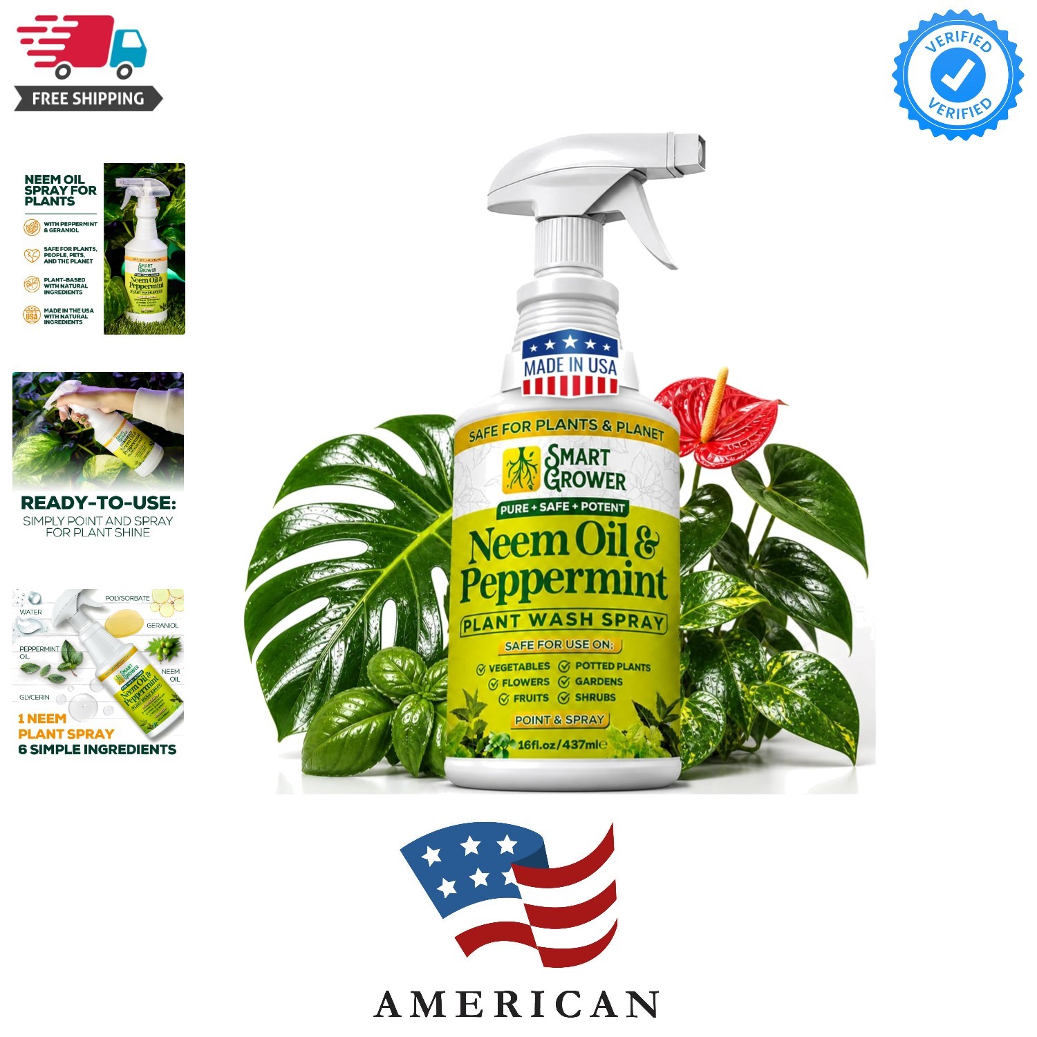 Neem Oil Spray for Plants with Peppermint Oil, Natural Plant Wash Made for In…