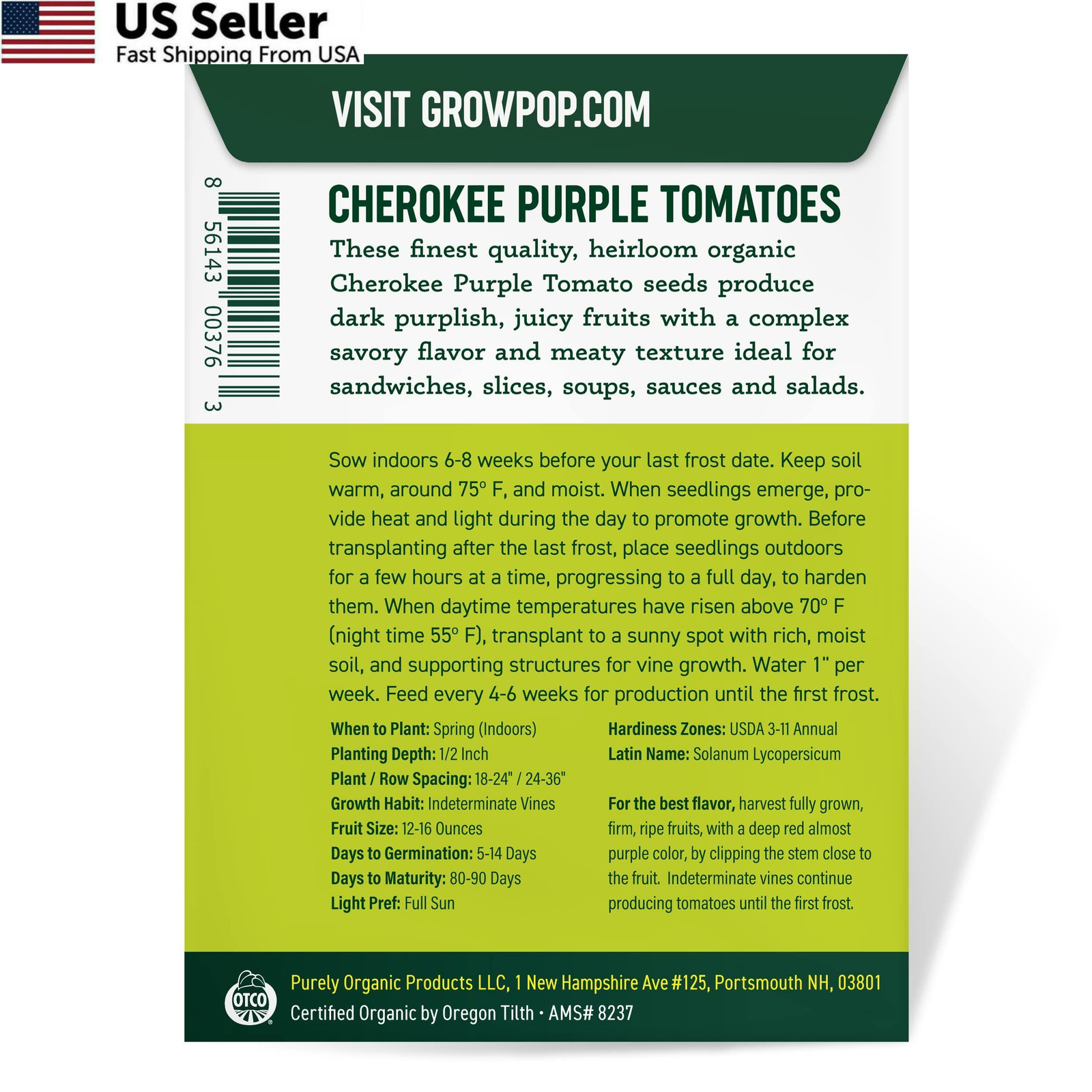 Purely Organic Tomato Seeds (Cherokee Purple) – approx 75 seeds, Purple,Red