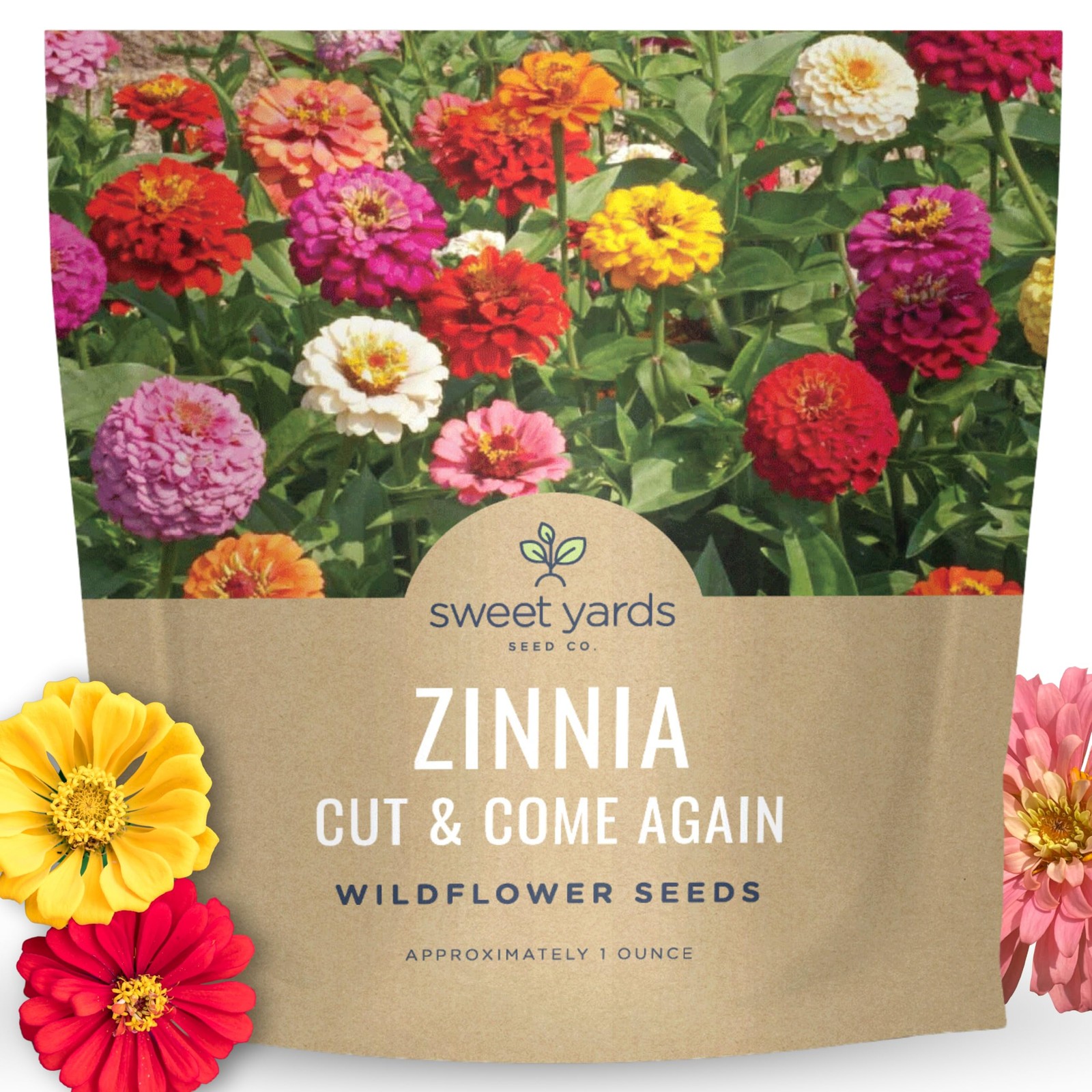 Zinnia Flower Seeds Mix – 4,000 Seeds for Planting – 1 Ounce Packet