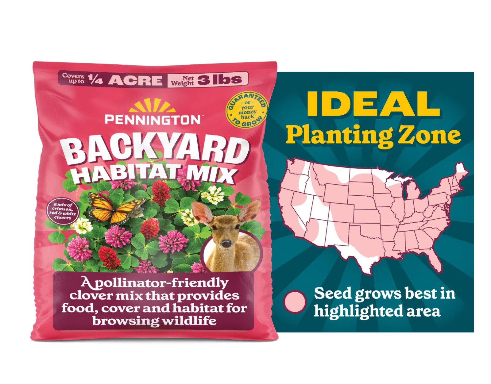 Pennington Backyard Habitat Wildlife Clover Seeds and Grass Seed Mix, 3lb