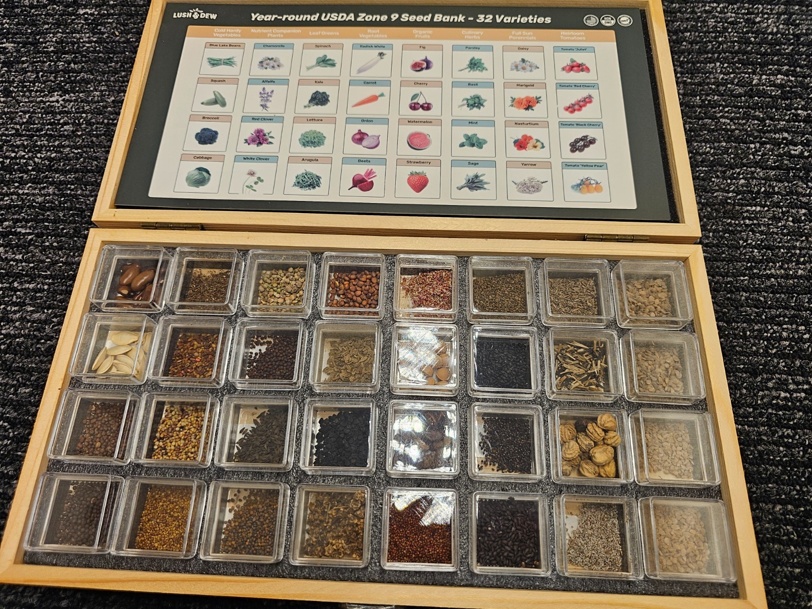 Lush and Dew Year-Round USDA Zone 9 Seed Bank 32 Varieties Seed Grow Guide