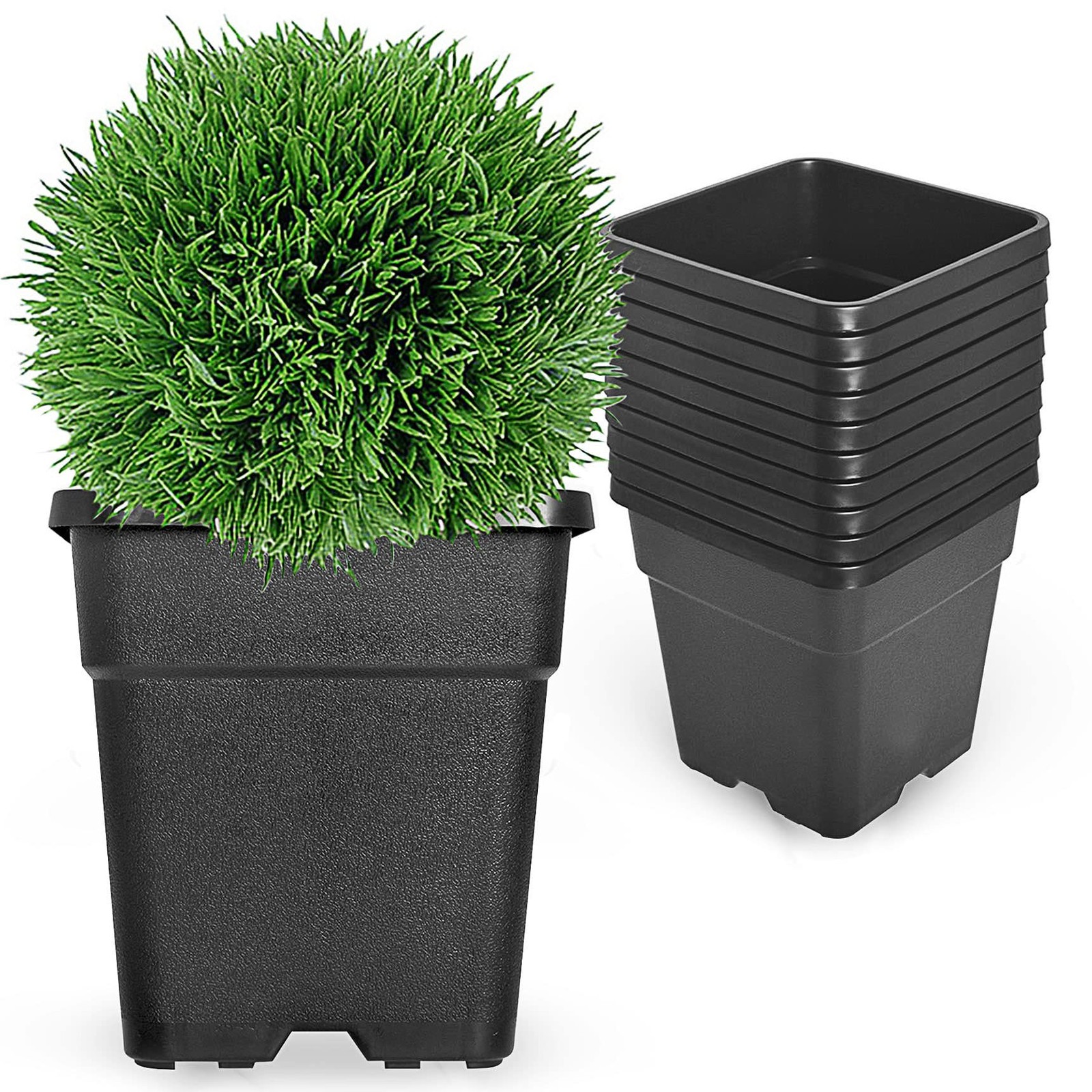 RainMan S 10-Pack 2 Gallon Square Nursery Pots Flower Plant Container