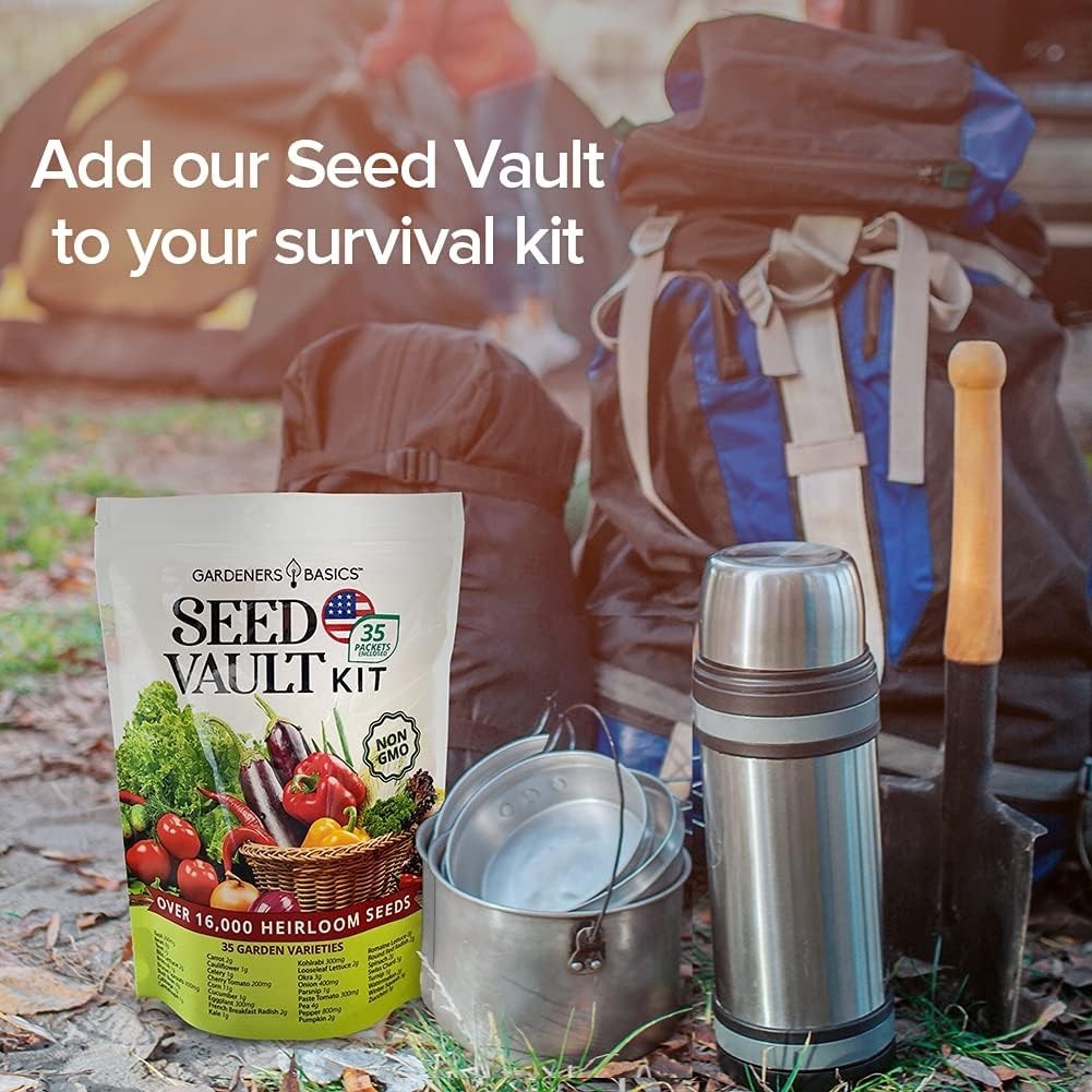 Survival Vegetable Seeds Garden Kit over 16,000 Seeds Non-Gmo and Heirloom