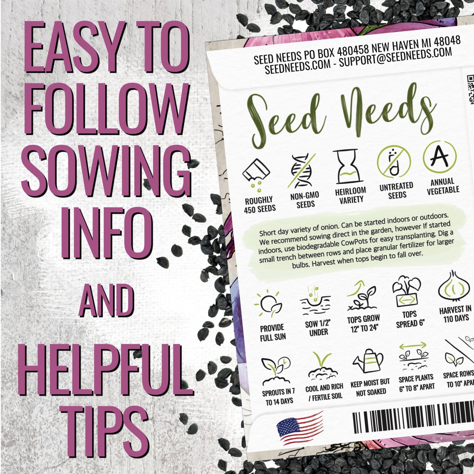 Onion Seeds for Planting Red Burgundy Short Day 1 Pack,