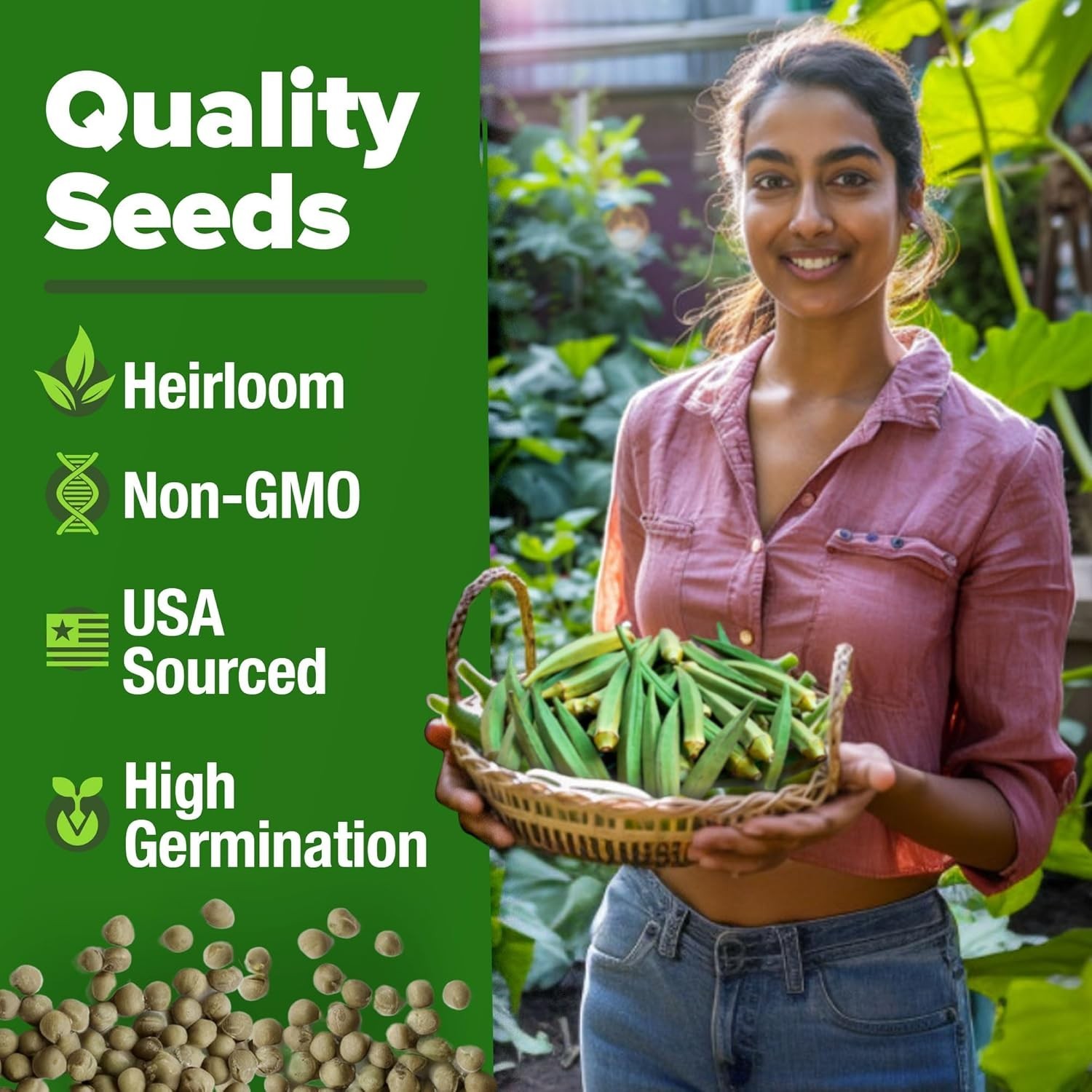 Heirloom Okra Seeds 101+ with High Germination Rate – Perfect for Garden Lovers